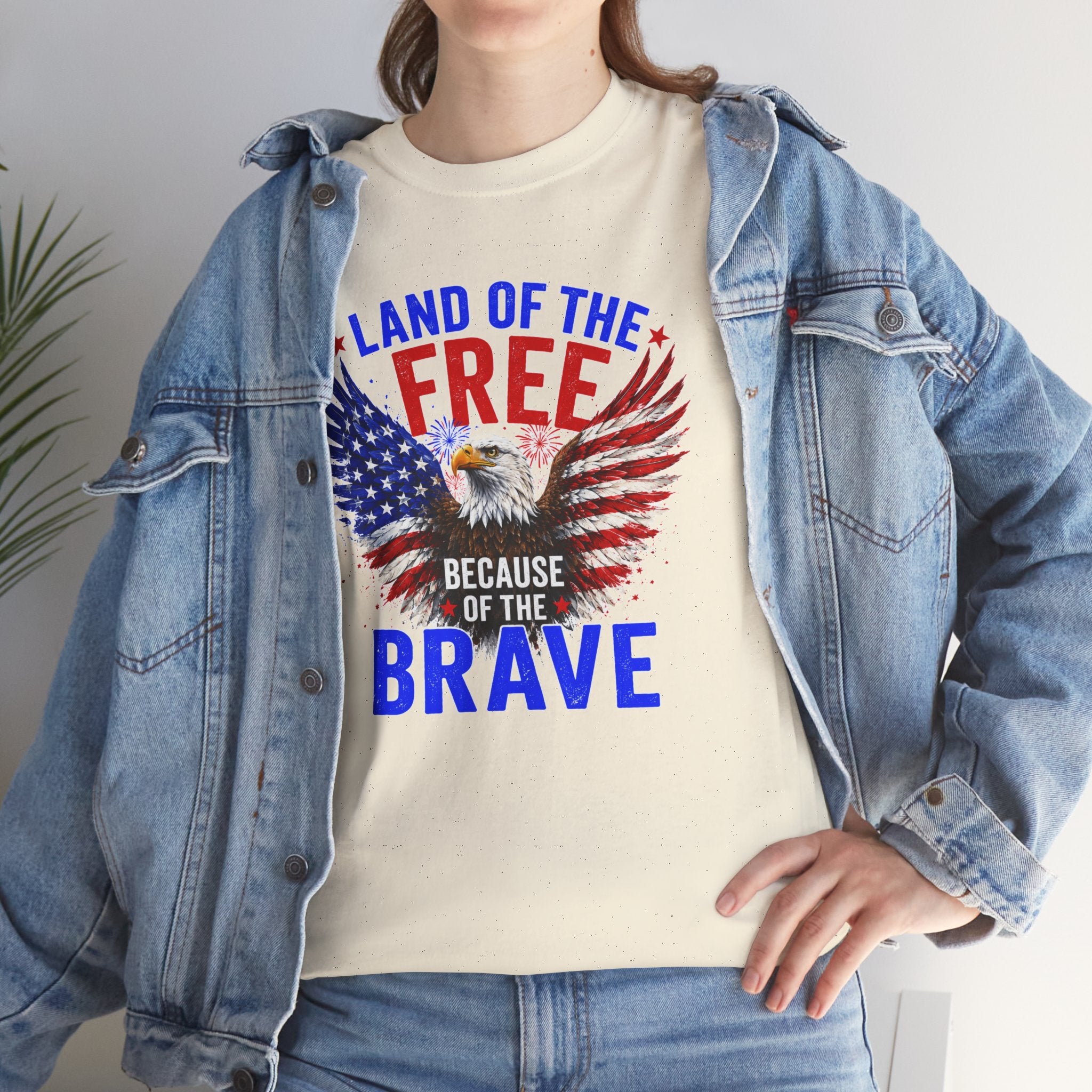 Land of the Free Because of the Brave Shirt, Patriotic Eagle T-Shirt, American Flag Tee, 4th of July Shirt, Veteran Gift, USA Pride Tee