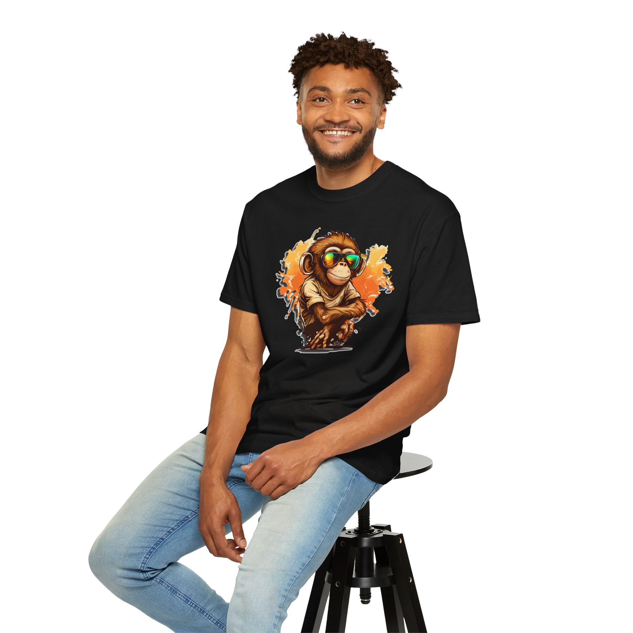 Cool Monkey Graphic T-Shirt | Funny Chimp Sunglasses Tee | Streetwear Animal Shirt | Unisex Casual Gift