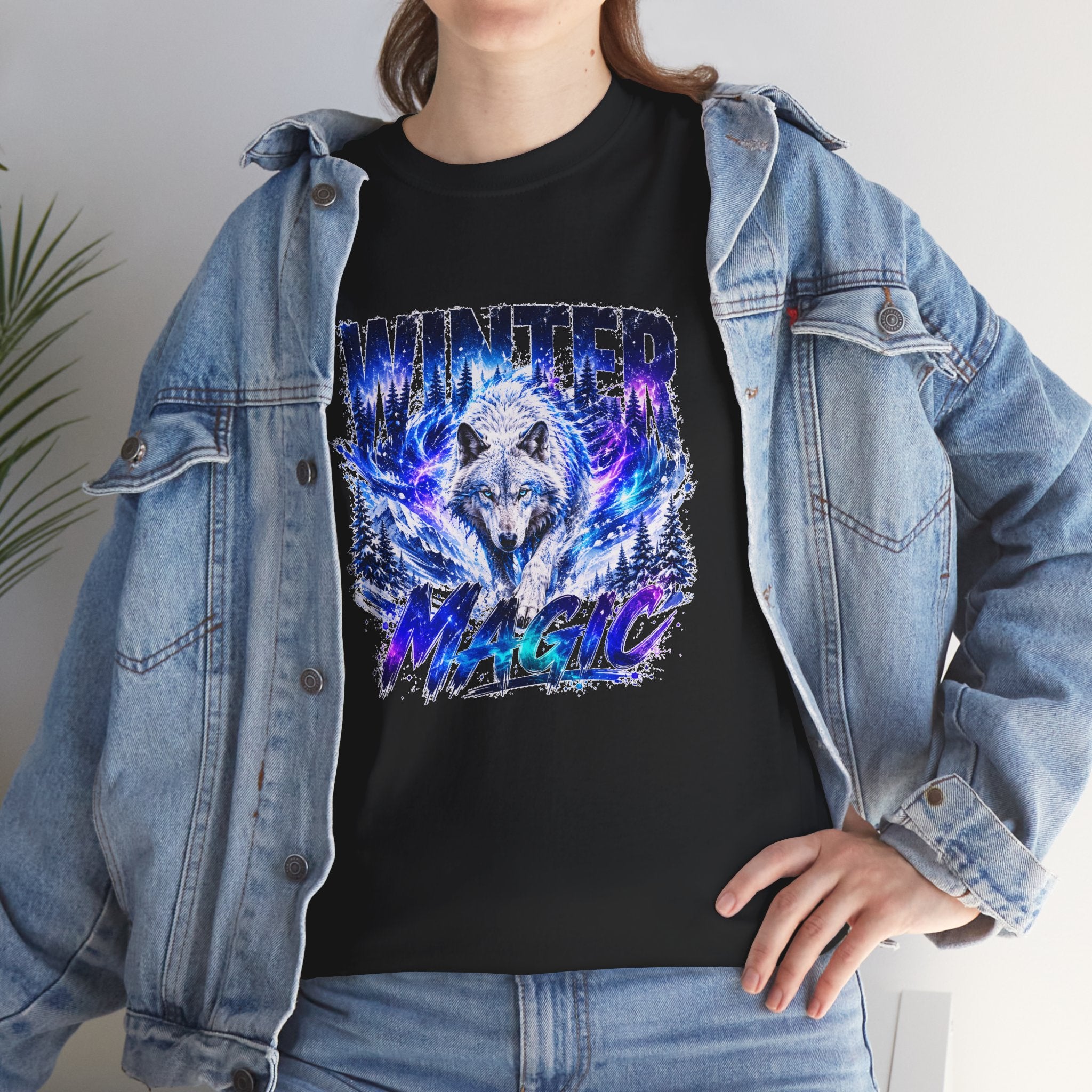 Wolf T Shirt, Winter Wolf Shirt, Wolf Lover Gift, Snowy Wolf Tee, Winter Magic Shirt, Wildlife Graphic Tee, Unisex Wolf Shirt