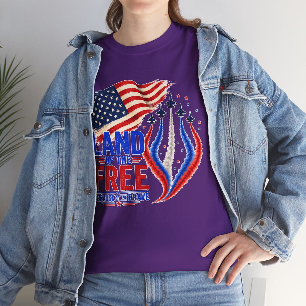 Land of the Free Because of the Brave Shirt, Patriotic 4th of July T-Shirt, USA Flag Tee, American Pride Shirt, Independence Day Gift