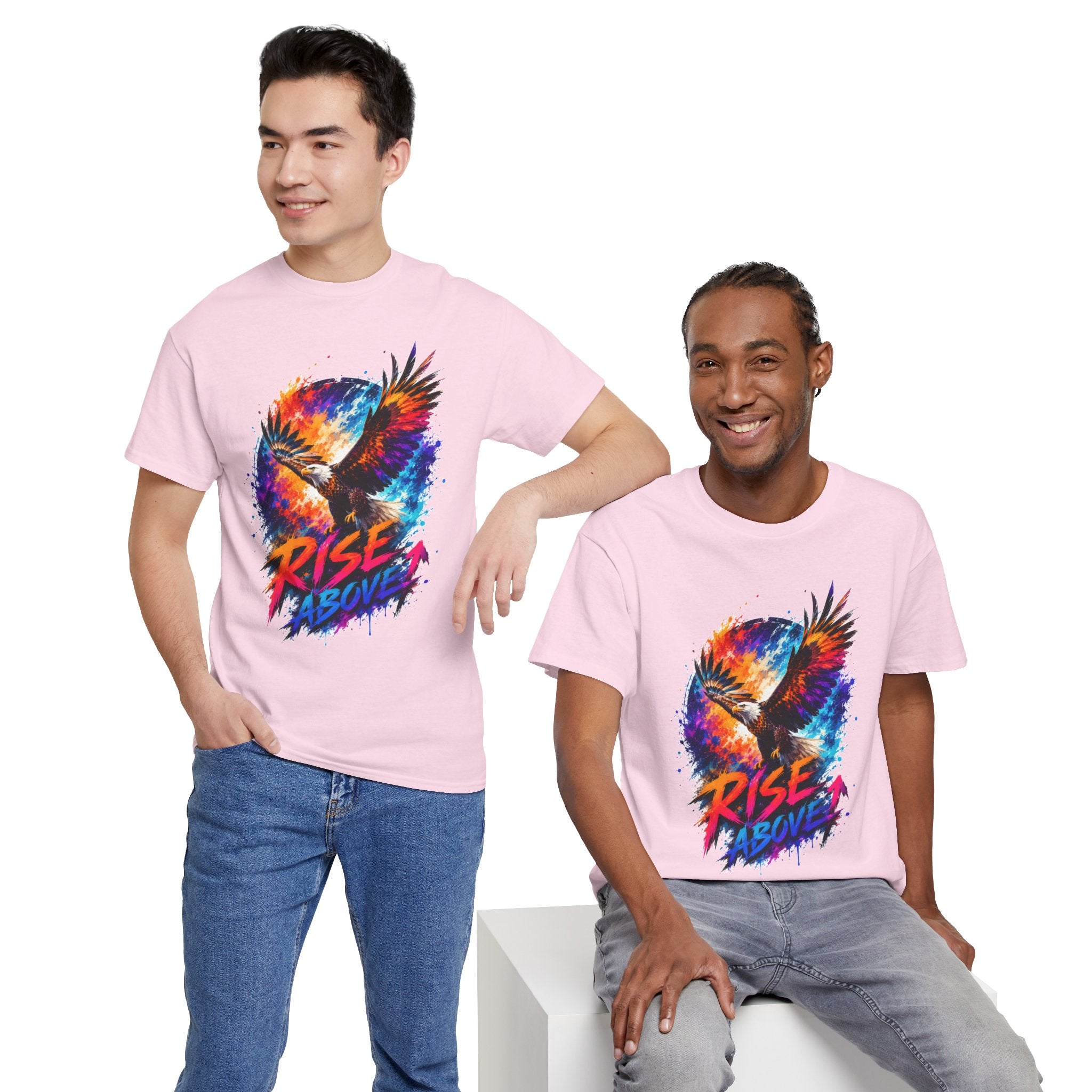 Rise Above Eagle Graphic T-Shirt | Motivational Unisex Tee | Colorful Freedom Bird Shirt
