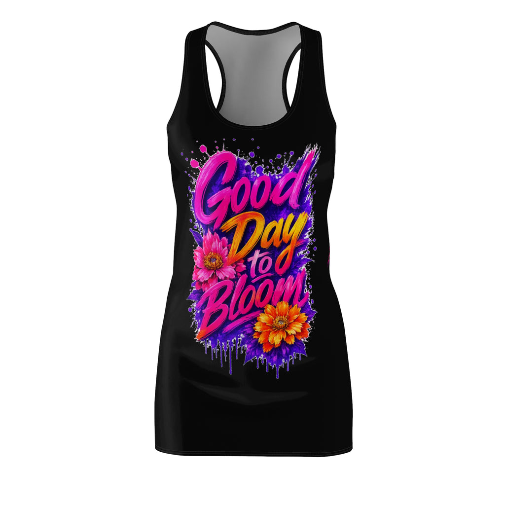 Good Day to Bloom Racerback Dress | Floral Graphic Summer Dress | Women's Casual Beach Vacation Dress | Colorful Flower Print