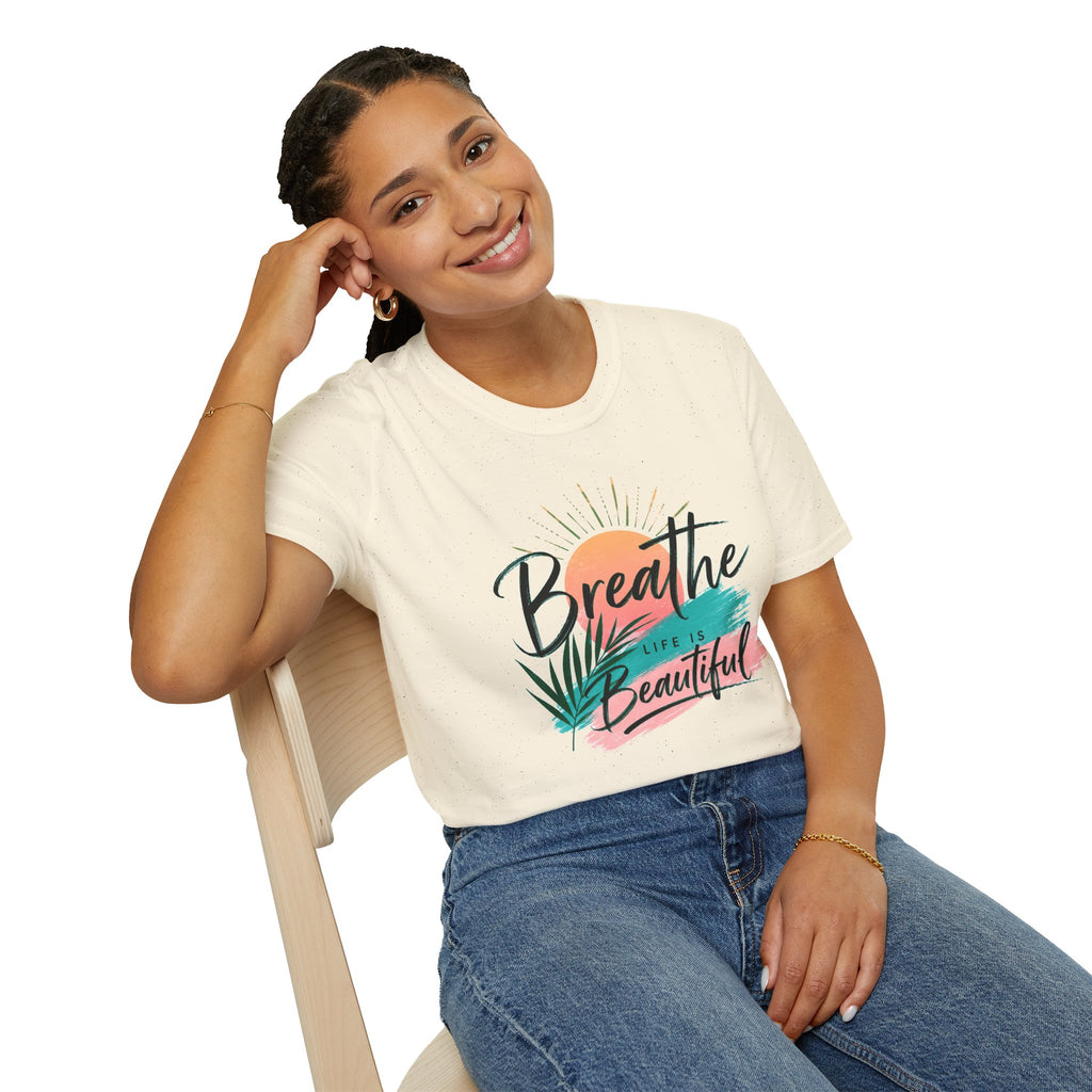 Breathe Life Is Beautiful Shirt, Inspirational T-Shirt for Women, Positive Quote Tee, Motivational Graphic Tee, Summer Vacation Shirt, Gift for Her