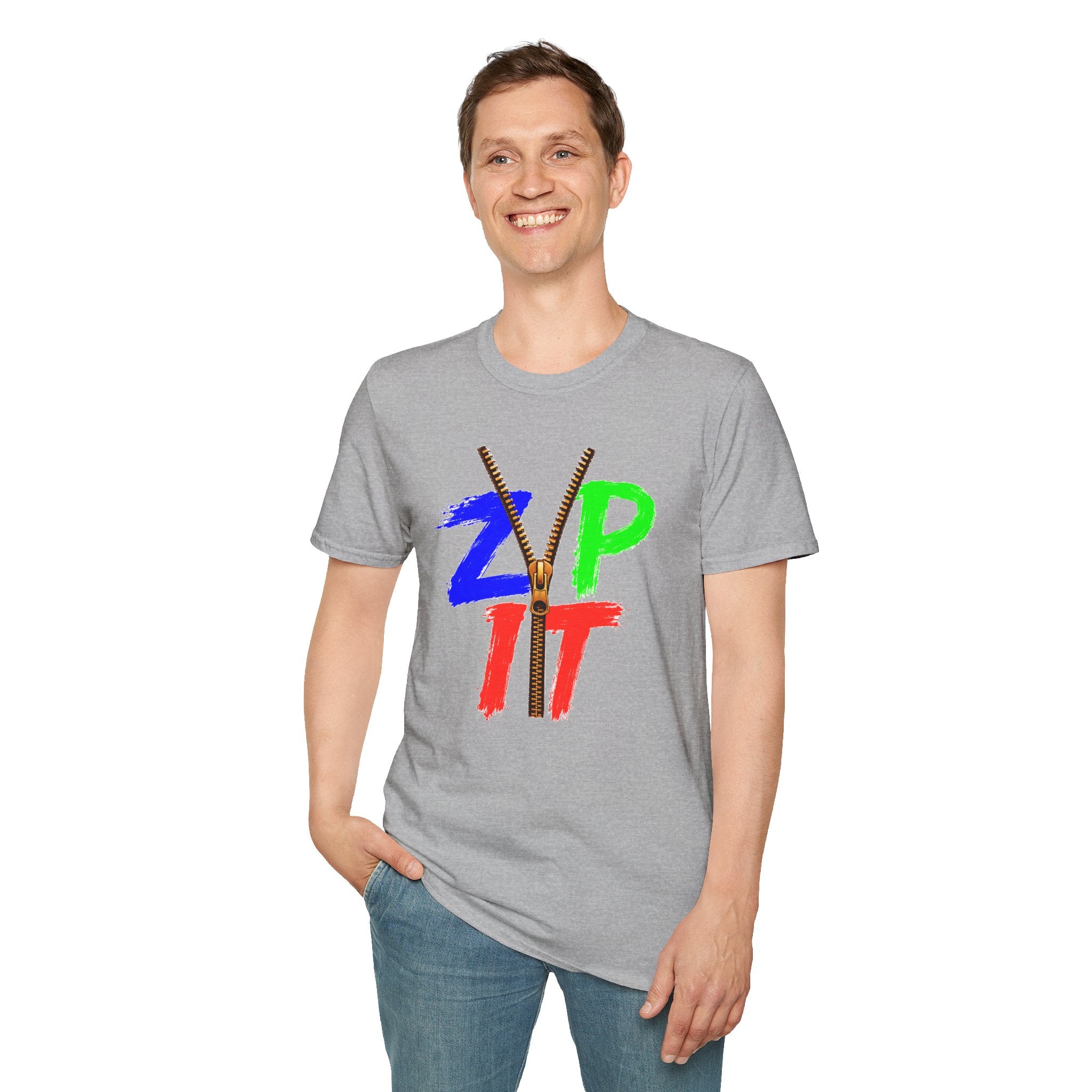Zip It T-Shirt — Bold Color Zipper Graphic Tee
