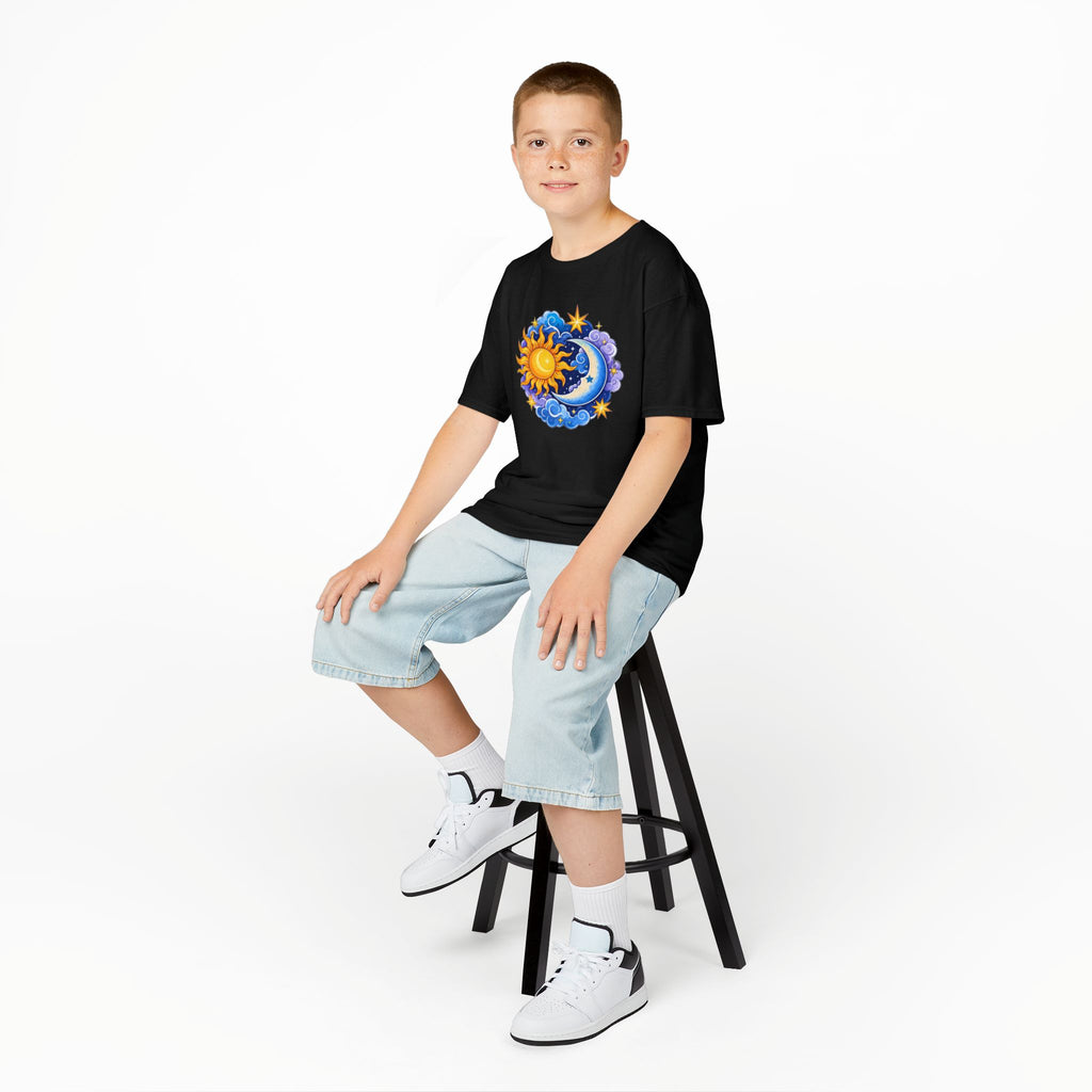 Kids Sun & Moon Graphic Tee — Colorful Celestial Design