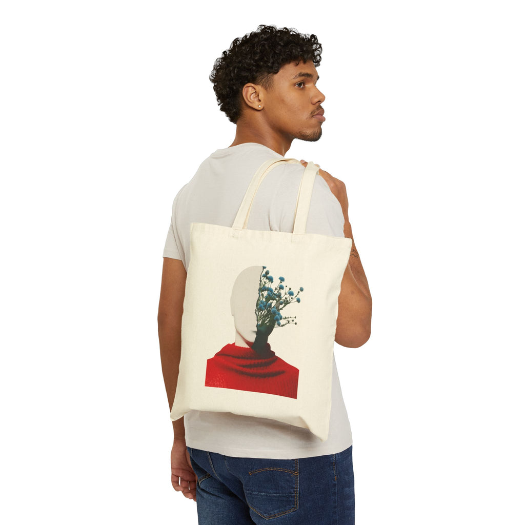 Art Canvas Tote Bag -Surreal Floral Head Art Print
