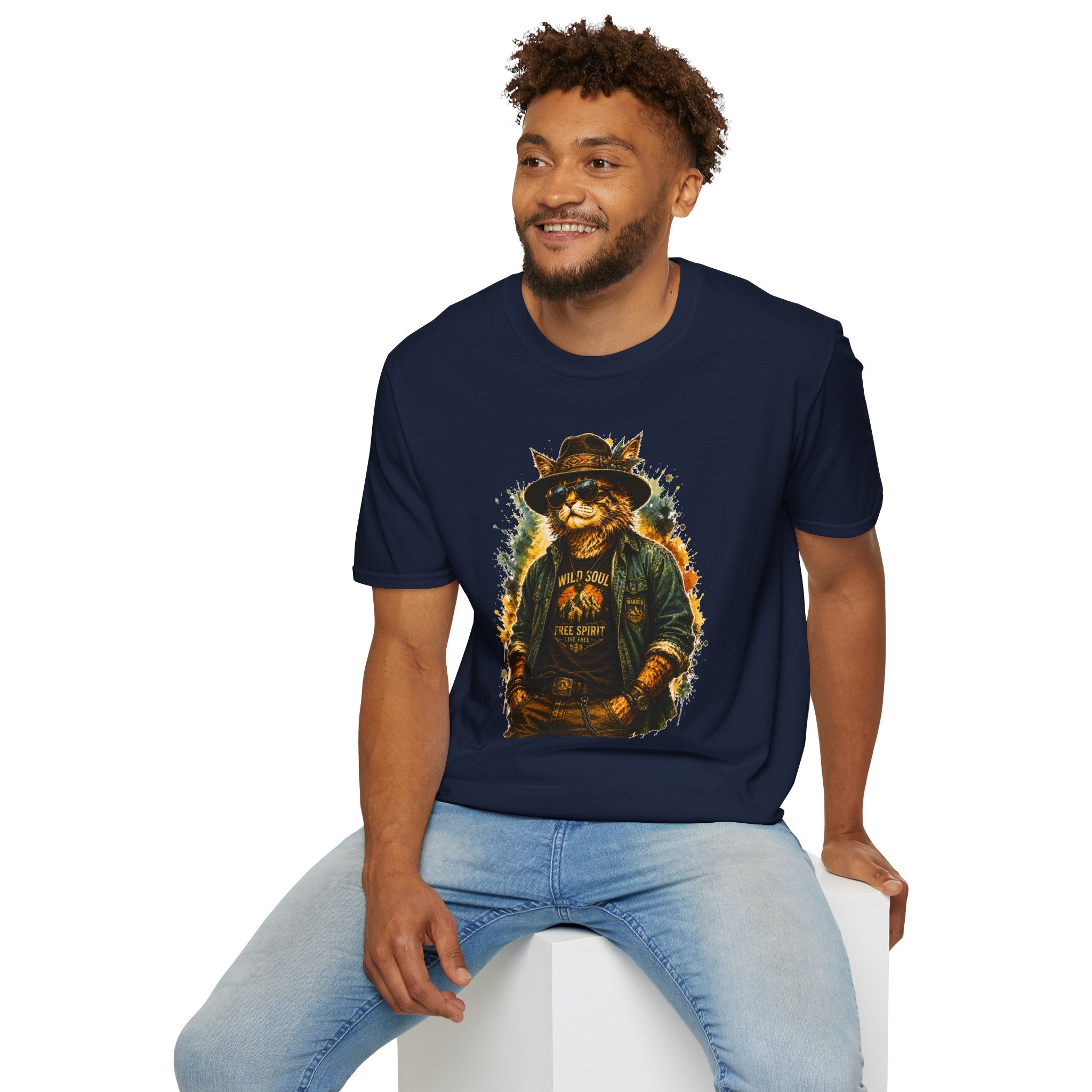 Boho Cat T-Shirt, Wild Soul Cat Tee, Vintage Cat Graphic Shirt, Cat Lover Gift, Hippie Cat Shirt, Bohemian Animal Tee