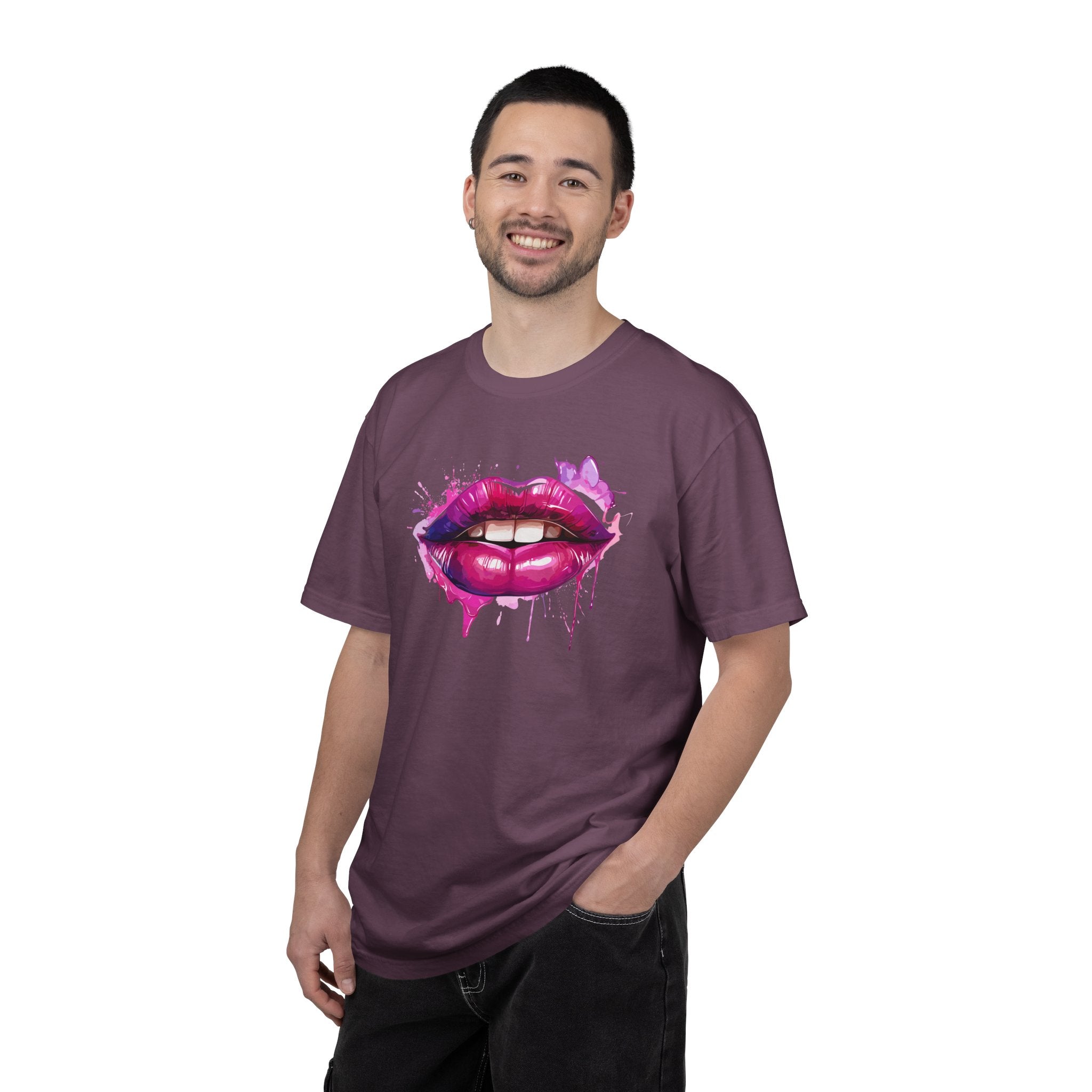 Lip Art T-Shirt — Pink Drip Painted Lips Graphic Tee