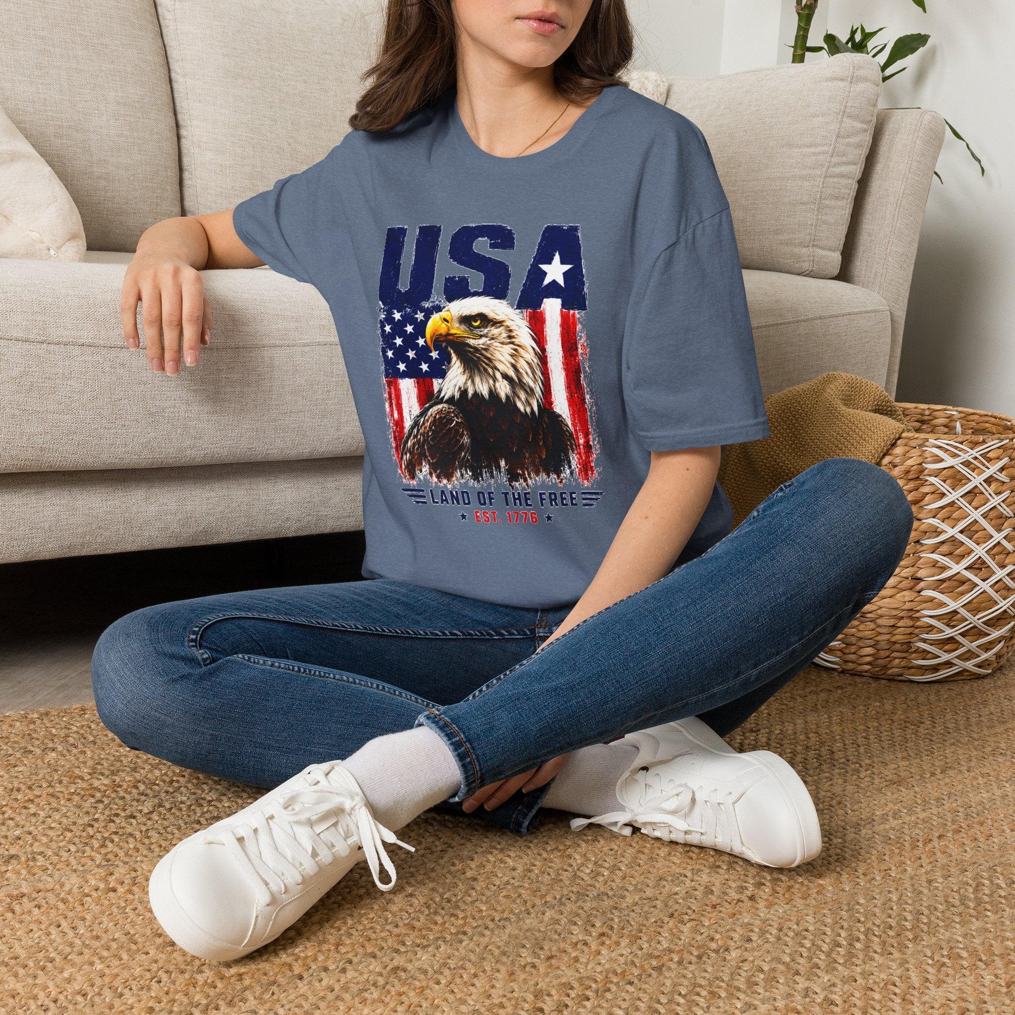 USA Eagle T-Shirt — Patriotic American Flag Graphic Tee (Land of the Free)
