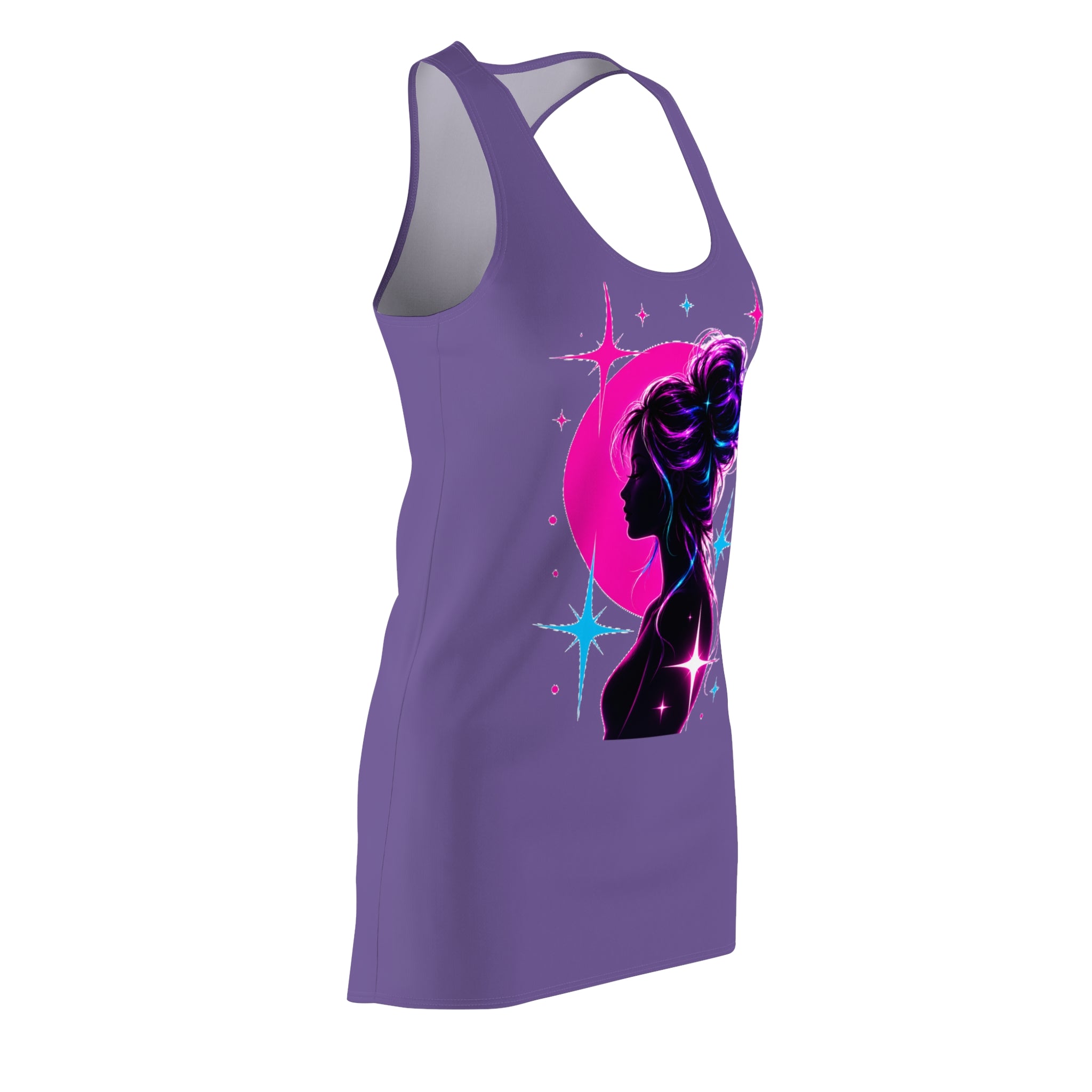 Cosmic Silhouette Racerback Dress — Neon Moon Woman Graphic