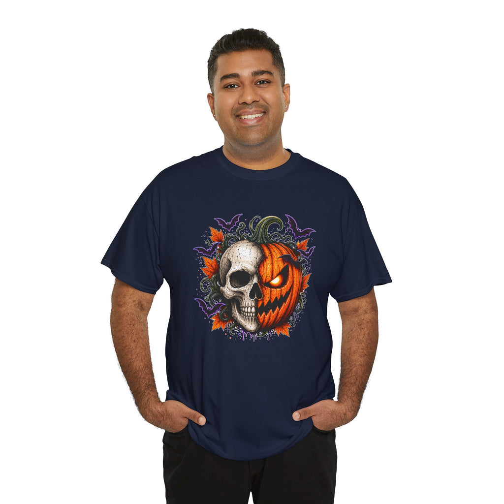 Halloween Skull Pumpkin T-Shirt, Spooky Jack O Lantern Graphic Tee, Unisex Halloween Shirt, Gothic Fall Tee