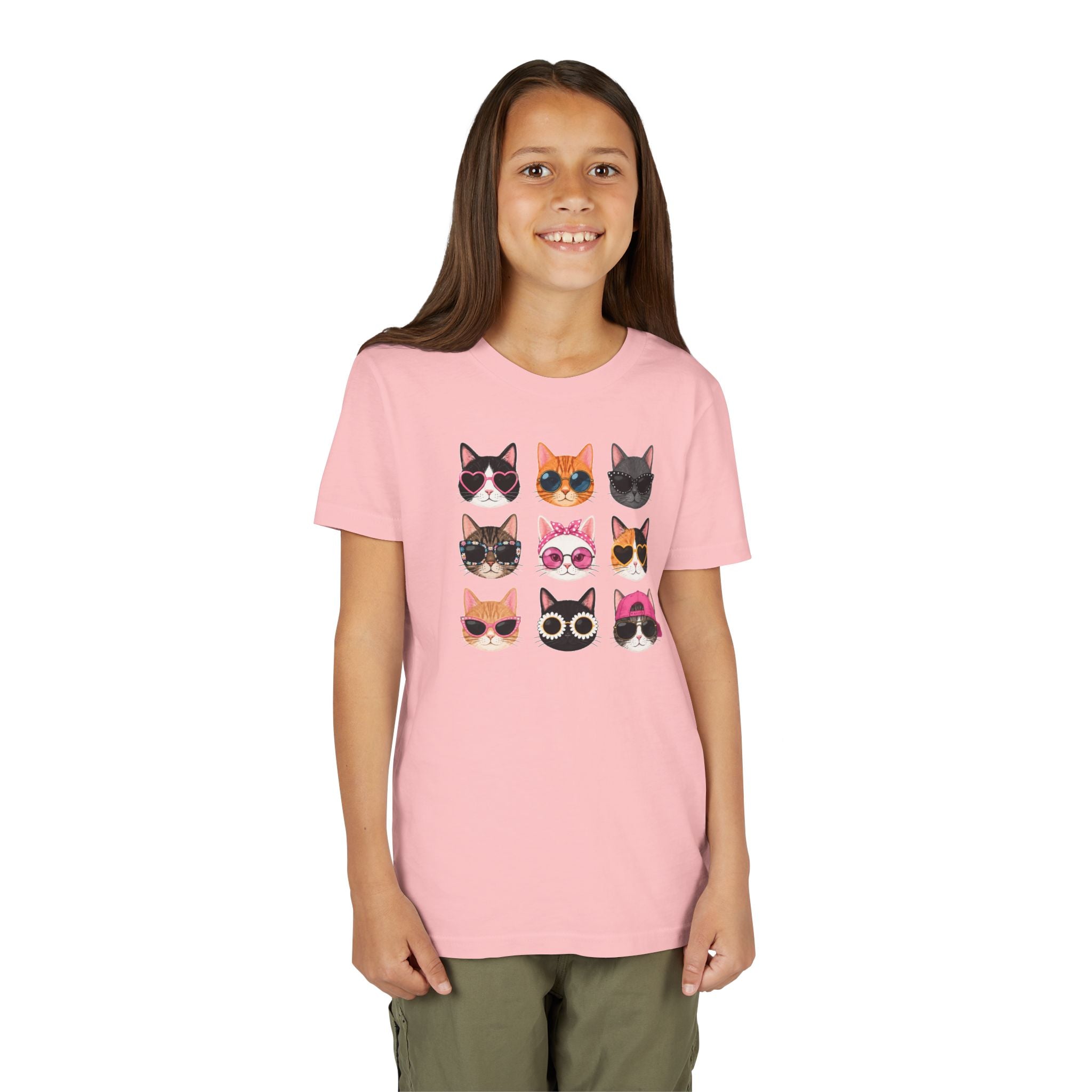 Kids Cat T-Shirt, Cute Cat Faces Shirt, Funny Kitty Tee for Girls & Boys, Cat Lover Gift for Kids, Colorful Cat Graphic Tee