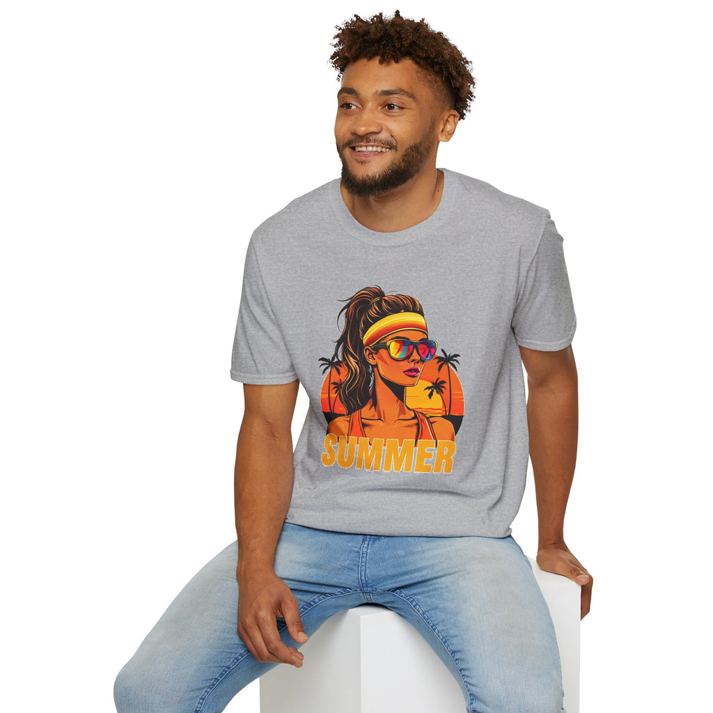Summer Retro Graphic T-Shirt — 'SUMMER' Beach Babe Palm Tree Tee