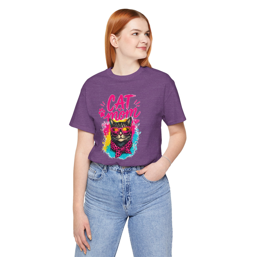 Cat Mom T-Shirt | Funny Cat Mom Gift | Colorful Retro Cat Lover Tee | Cute Cat Graphic Shirt | Unisex Cat Mom Tee