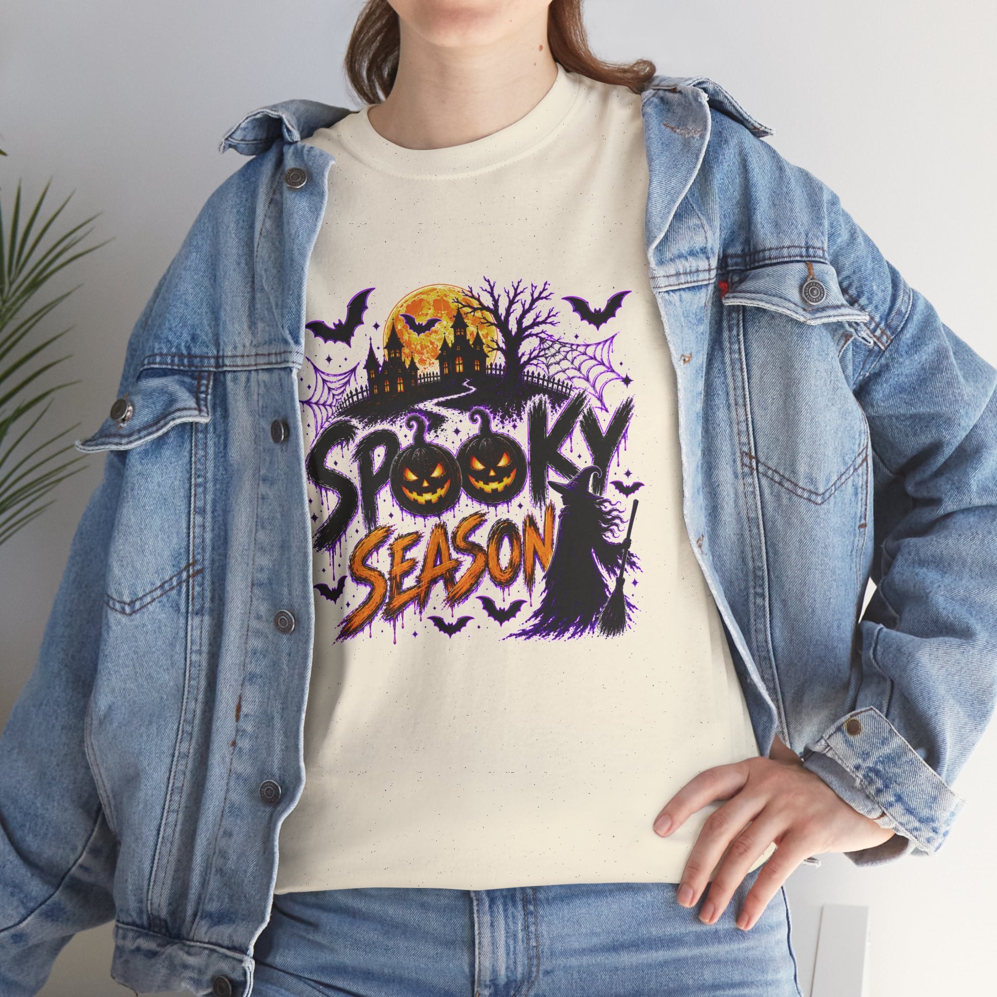 Spooky Season Halloween T-Shirt, Jack O Lantern Pumpkin Tee, Haunted House Graphic Shirt, Unisex Halloween Tee