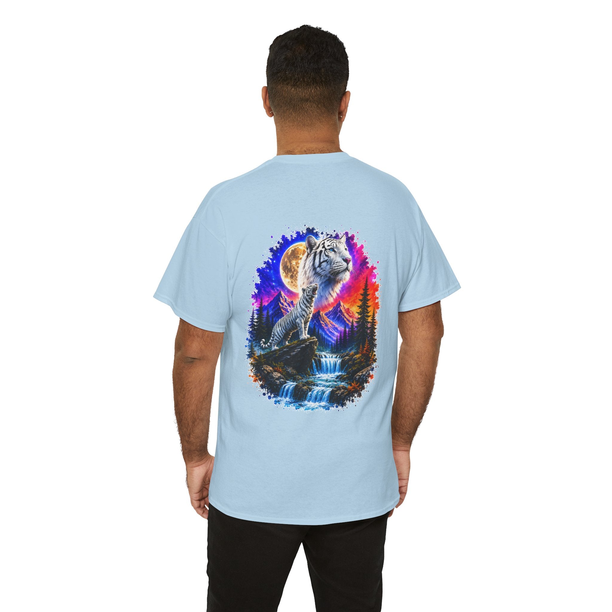 White Tiger Moon T-Shirt | Colorful Wildlife Graphic Tee | Big Cat Lover Gift | Unisex Nature Shirt