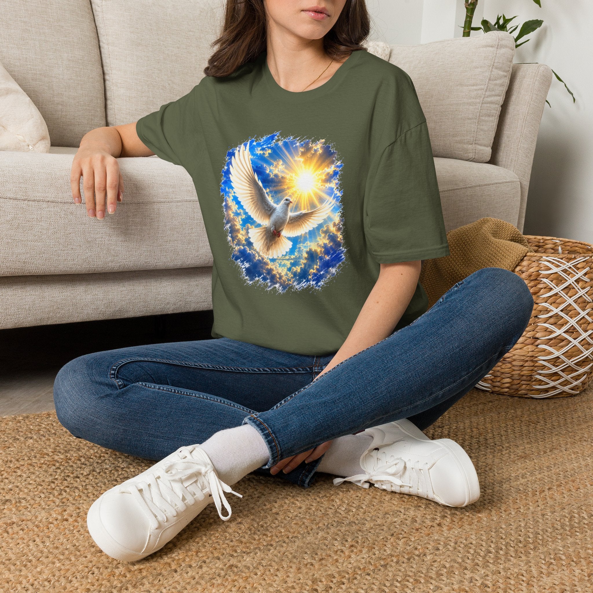Dove of Light T-Shirt | White Dove Graphic Tee | Peace & Hope Shirt | Inspirational Bird Tee | Christian Gift | Unisex Graphic T-Shirt