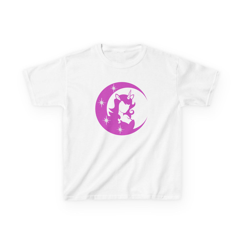 Kids T-Shirt — Pink Unicorn Moon Graphic Tee for Girls