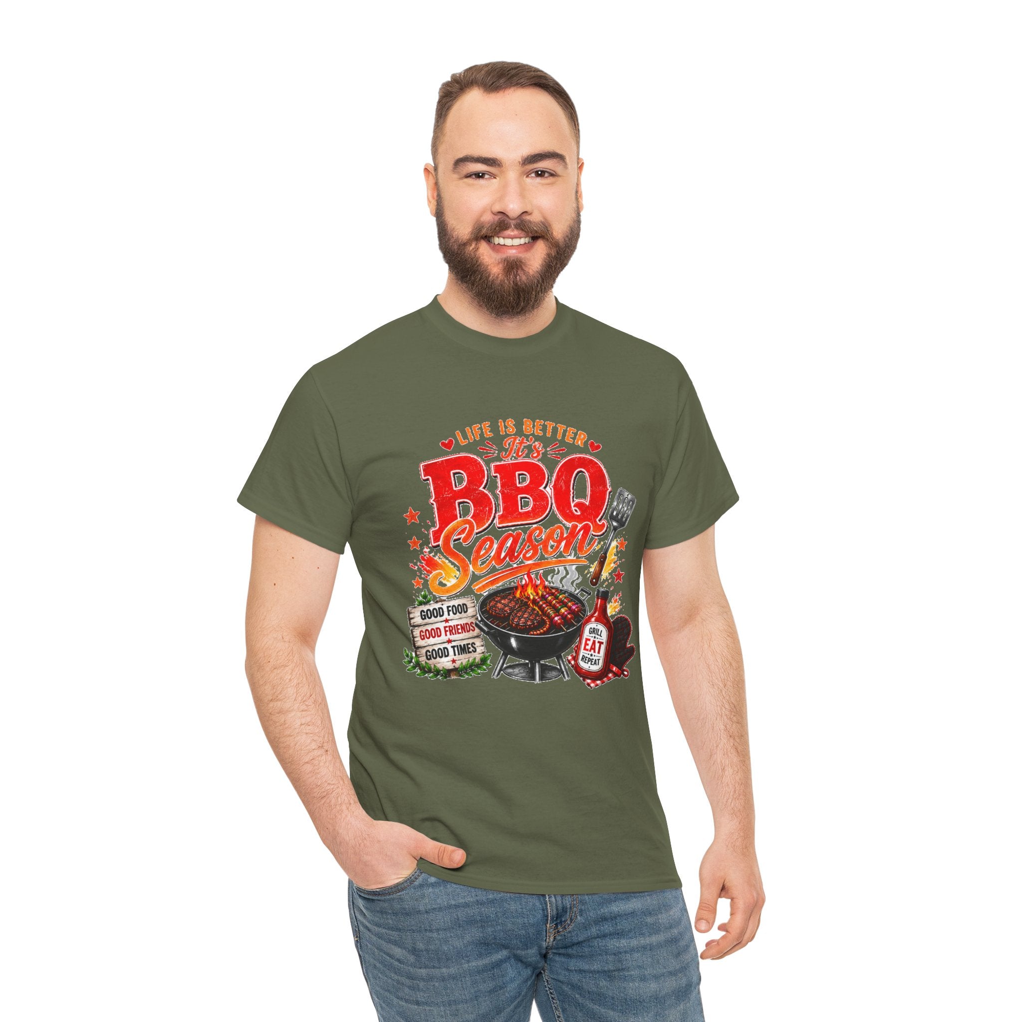 BBQ Season T-Shirt | Life Is Better It's BBQ Season Tee | Funny Grill Shirt | Summer Cookout Shirt | Barbecue Lover Gift | Backyard BBQ Tee