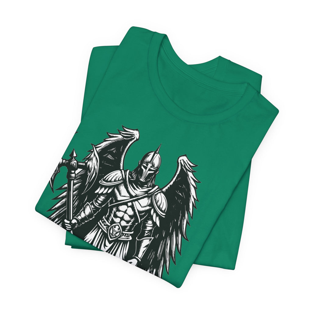Angel of War Graphic Tee — Winged Knight Armor T-Shirt