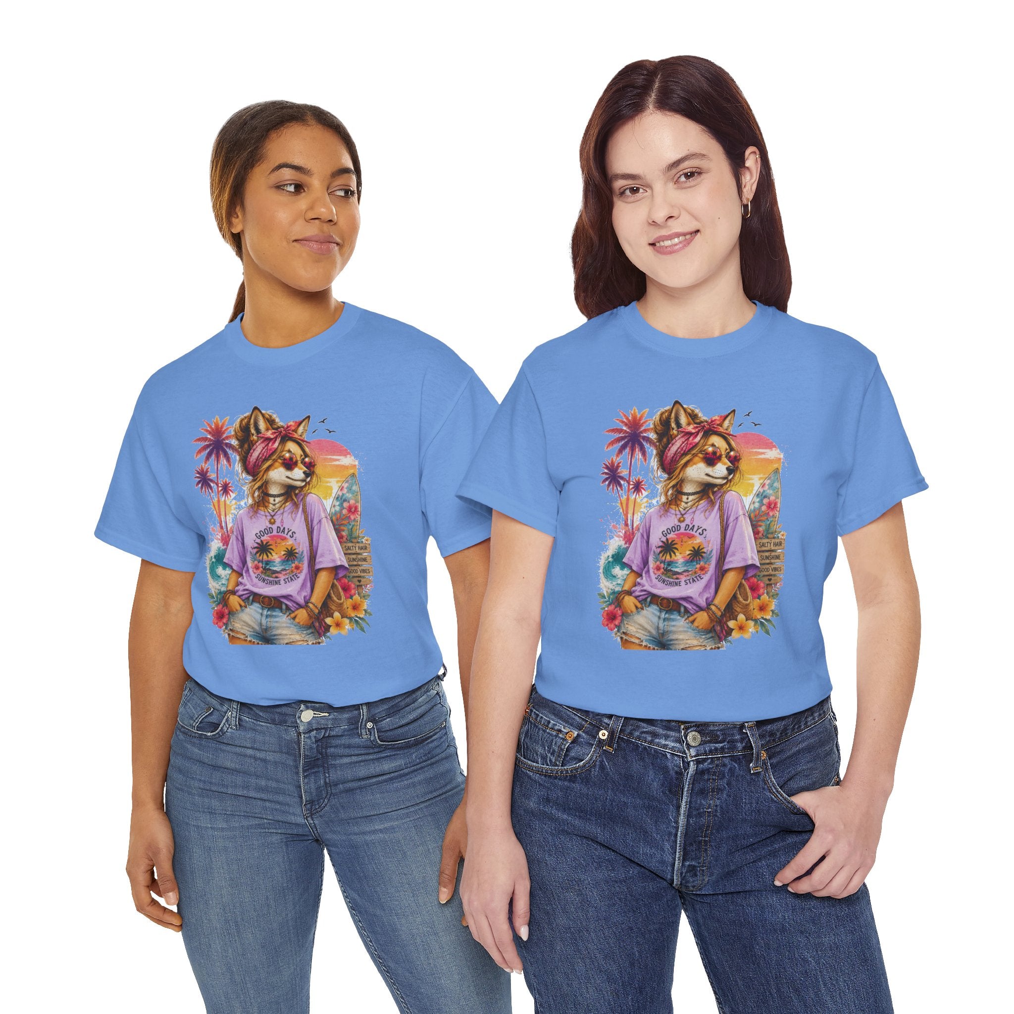 Fox Beach Vibes Shirt, Retro Beach T-Shirt, Summer Sunset Graphic Tee, Coastal Vacation Gift