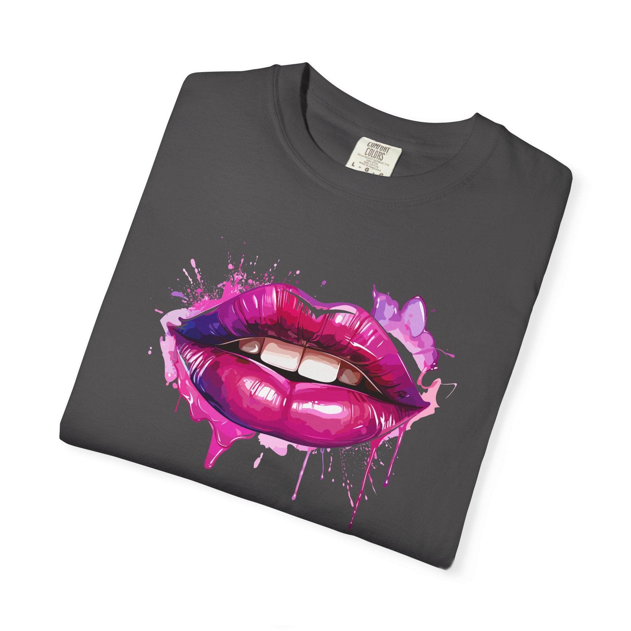 Lip Art T-Shirt — Pink Drip Painted Lips Graphic Tee