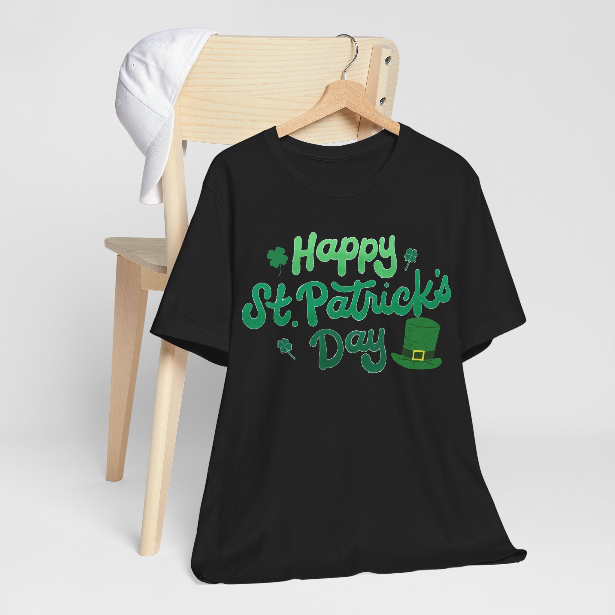 Happy St. Patrick's Day T-Shirt – Green Shamrock & Leprechaun Hat Tee