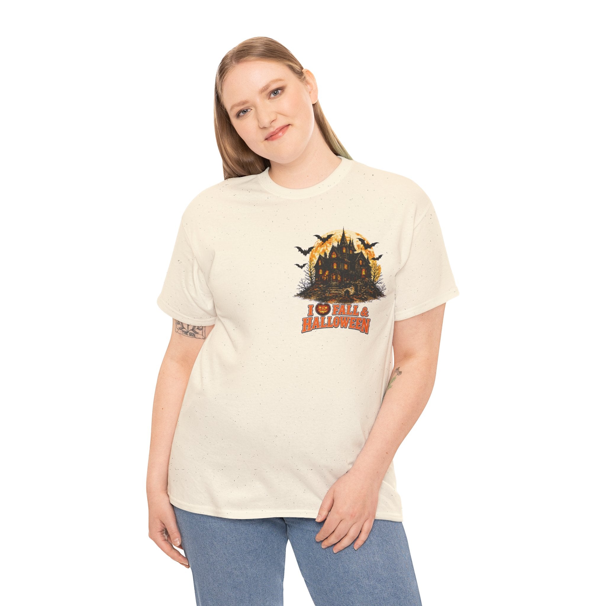 Halloween Fall Graphic Tee — "I  Fall & Halloween" Vintage Pumpkin & Spooky Characters Shirt