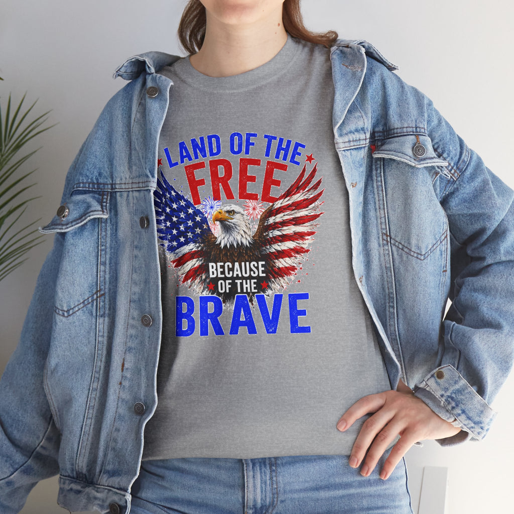 Land of the Free Because of the Brave Shirt, Patriotic Eagle T-Shirt, American Flag Tee, 4th of July Shirt, Veteran Gift, USA Pride Tee