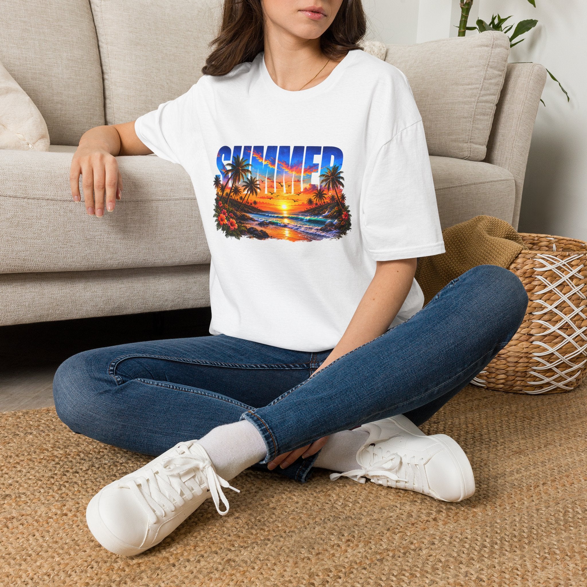 Summer Beach T Shirt Sunset Palm Graphic Tee