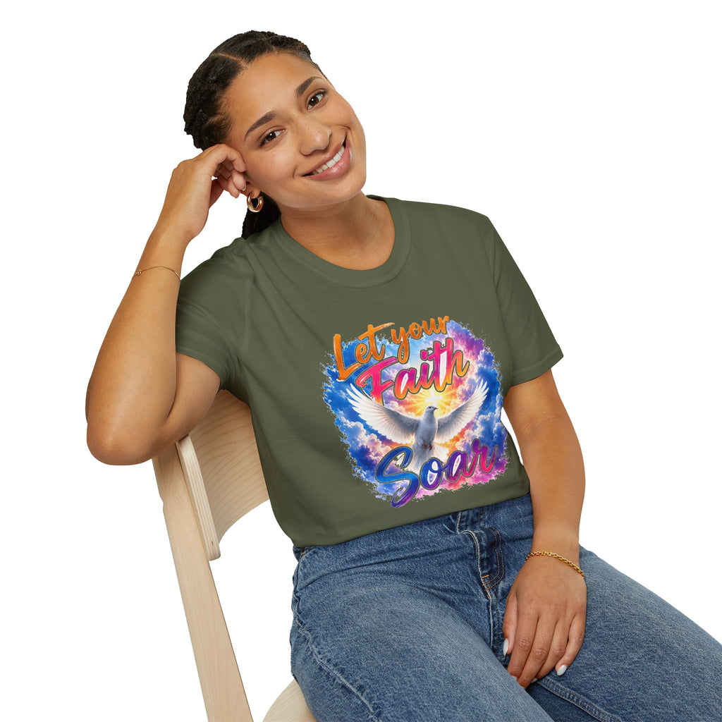Let Your Faith Soar Christian Dove T-Shirt | Inspirational Faith Tee | Holy Spirit Dove Shirt | Religious Gift for Women & Men