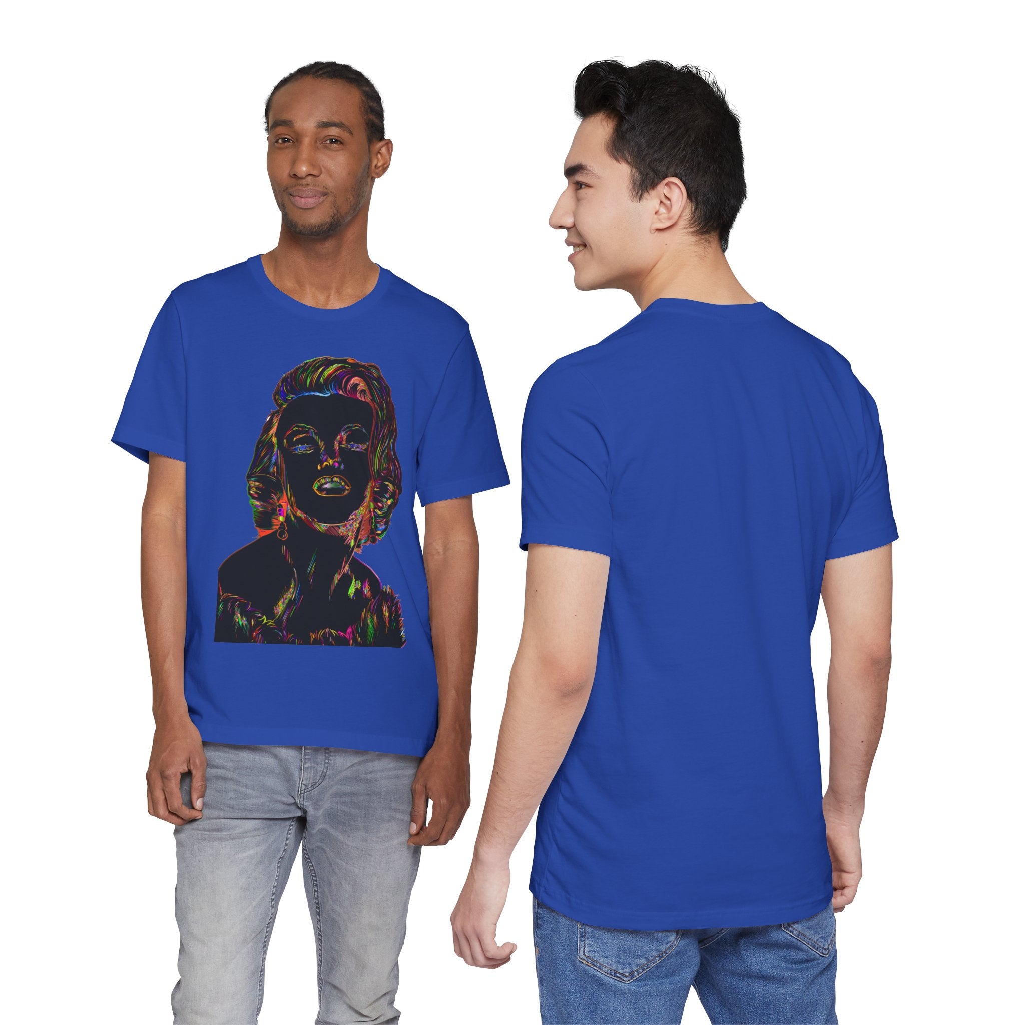 Neon Pop Art Portrait T-Shirt – Retro Rainbow Graphic Tee