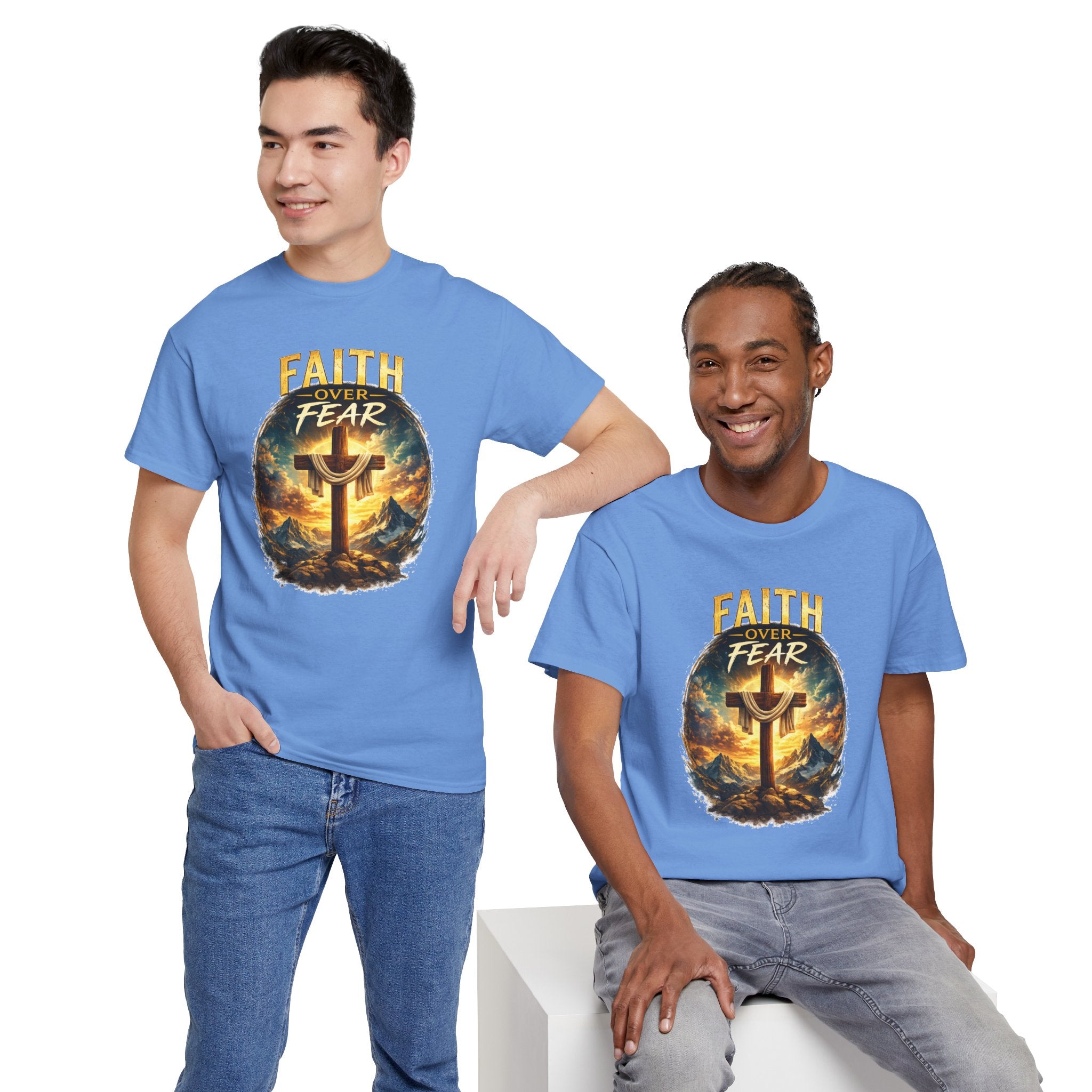 Faith Over Fear Christian T-Shirt | Cross Graphic Tee | Jesus Faith Shirt | Religious Unisex Shirt | Christian Gift for Men & Women