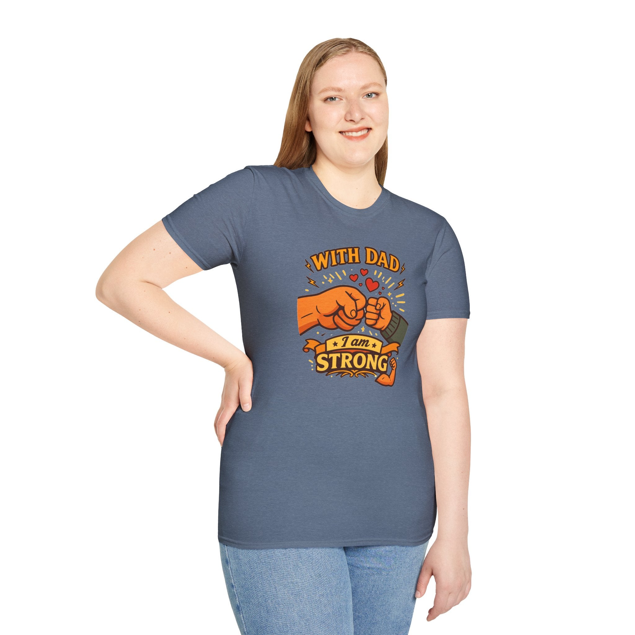 With Dad I Am Strong Shirt, Father’s Day Gift for Dad, Fist Bump Dad Tee, Matching Family Shirt, Cute Dad T-Shirt