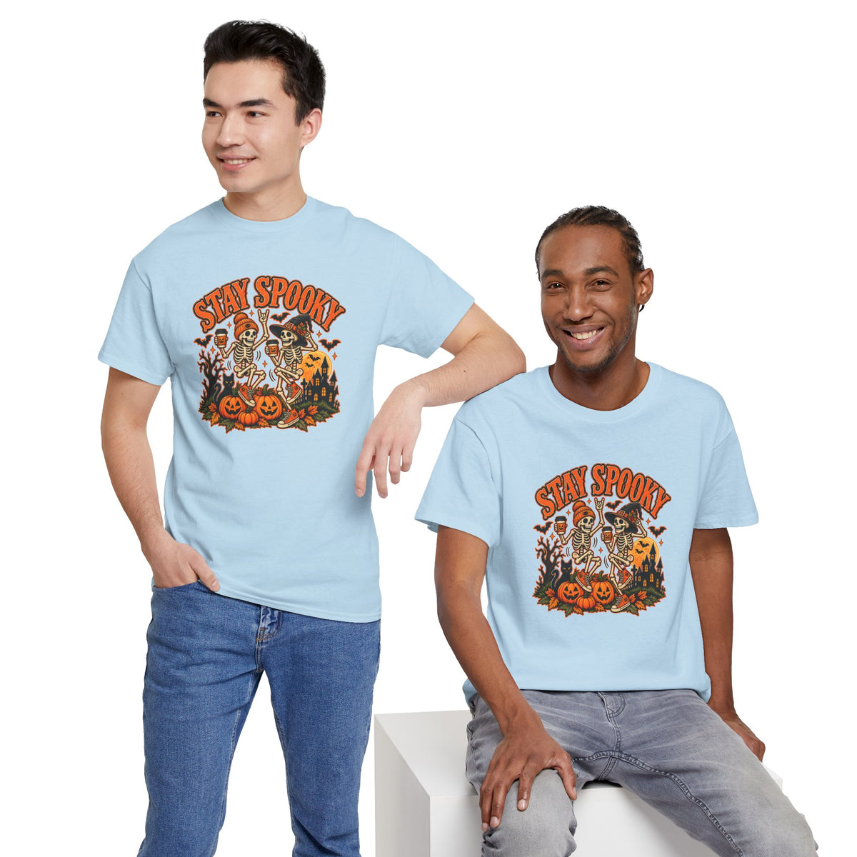 Stay Spooky Halloween Shirt | Dancing Skeleton Pumpkin Graphic Tee