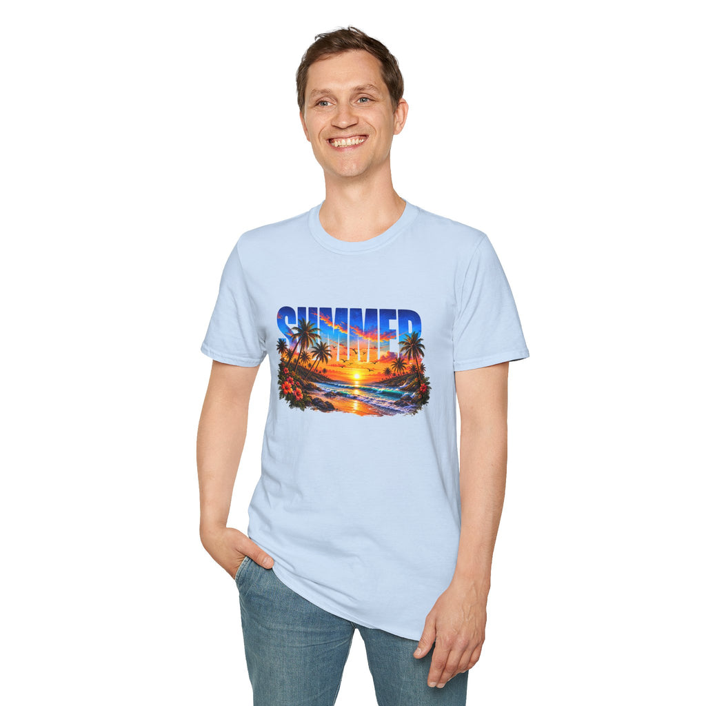 Summer Beach T Shirt Sunset Palm Graphic Tee