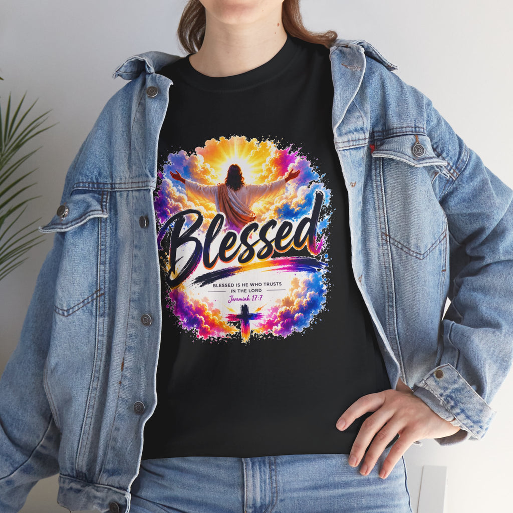 Blessed Christian T-Shirt, Faith Cross Shirt, Religious Graphic Tee, Jesus Lover Gift, Inspirational Unisex Christian Shirt