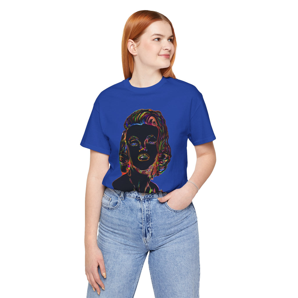 Neon Pop Art Portrait T-Shirt – Retro Rainbow Graphic Tee