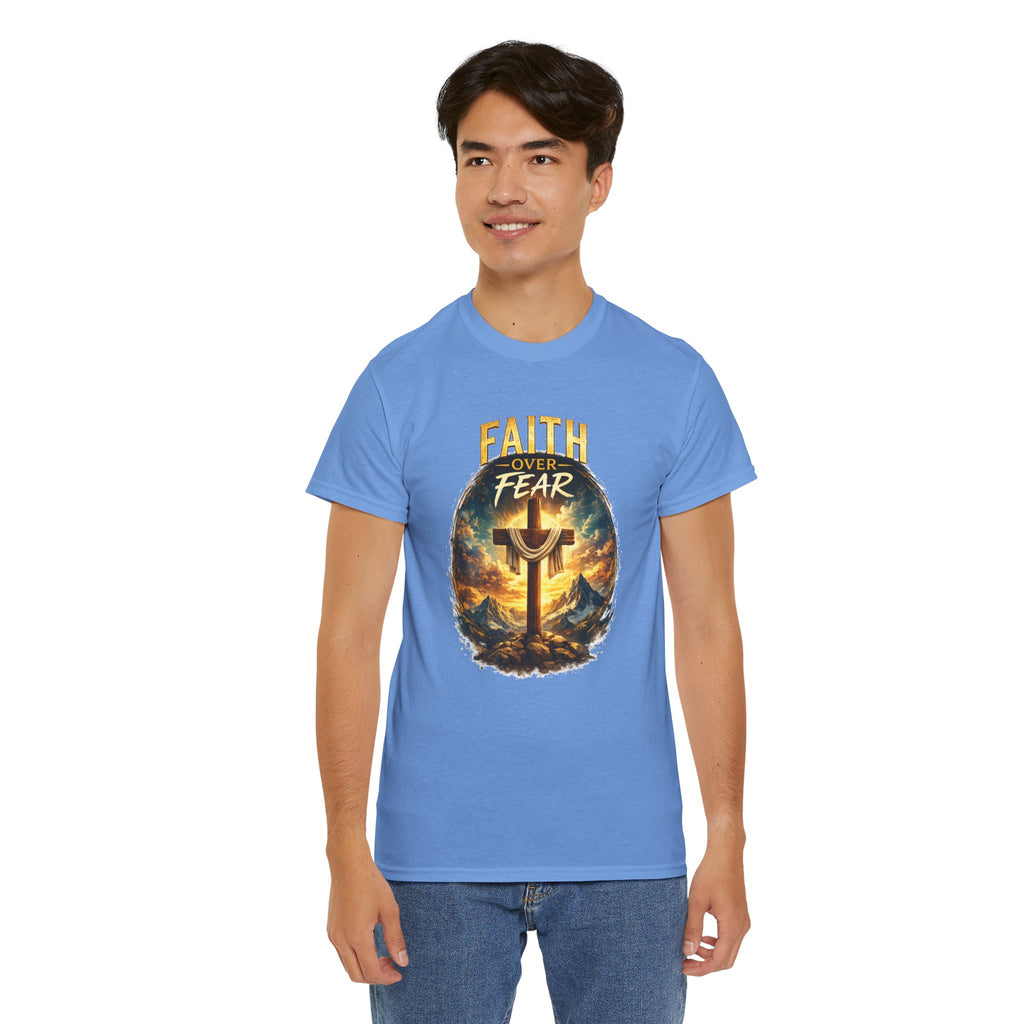 Faith Over Fear Christian T-Shirt | Cross Graphic Tee | Jesus Faith Shirt | Religious Unisex Shirt | Christian Gift for Men & Women