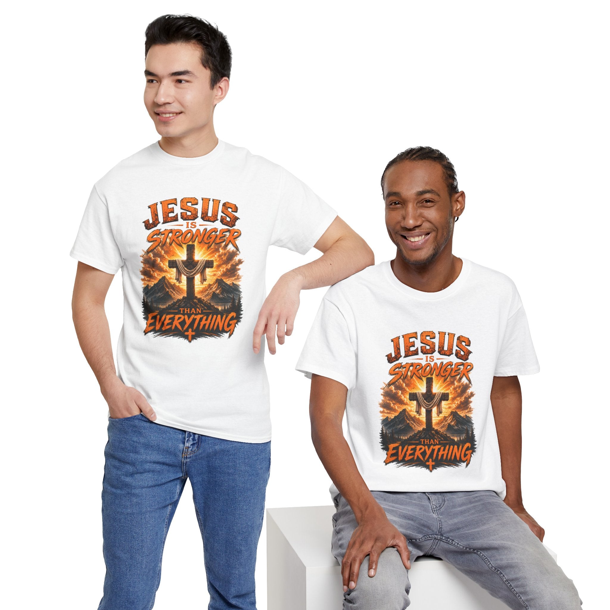Jesus Is Stronger Than Everything Christian T-Shirt | Faith Cross Graphic Tee | Religious Unisex Shirt | Christian Gift