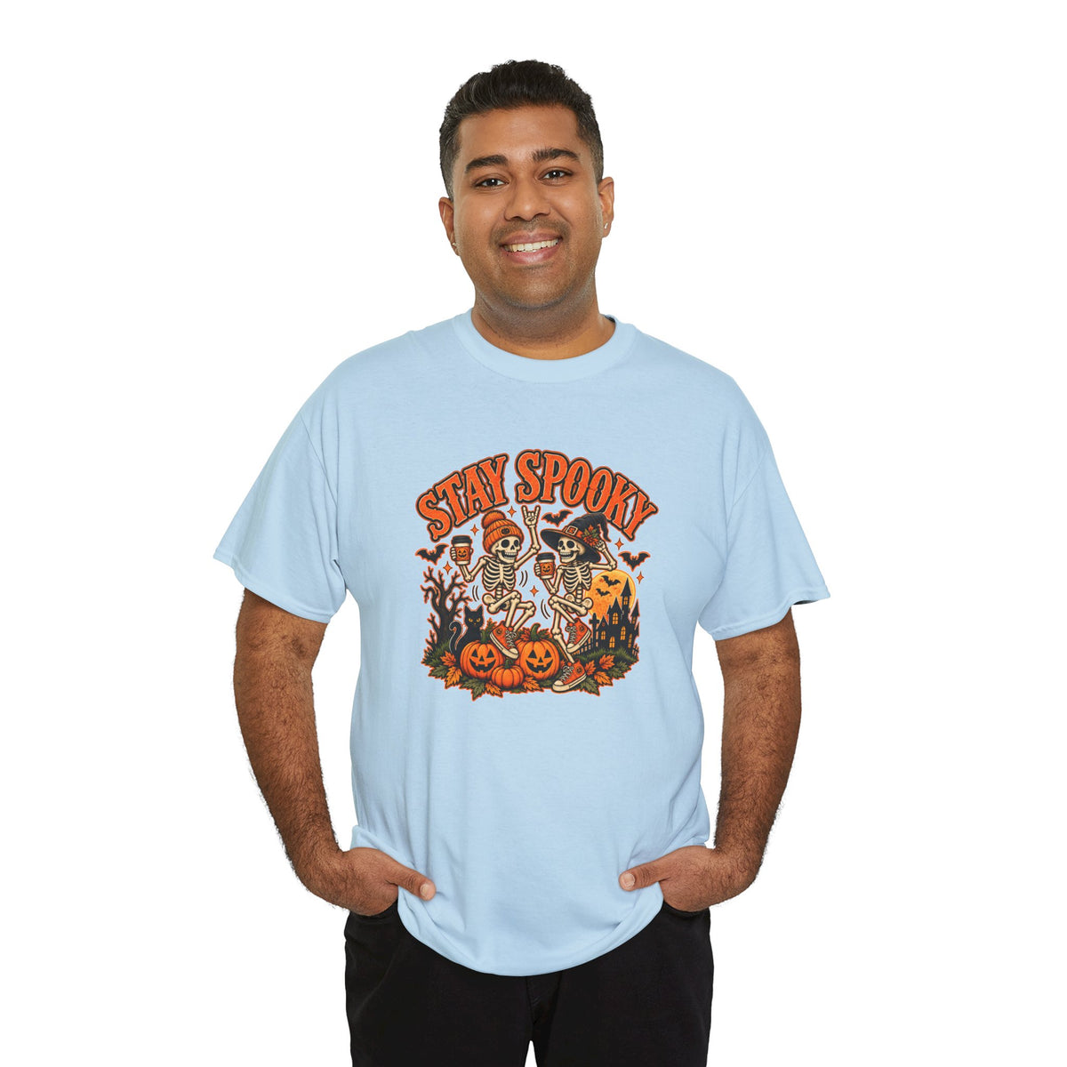 Stay Spooky Halloween Shirt | Dancing Skeleton Pumpkin Graphic Tee