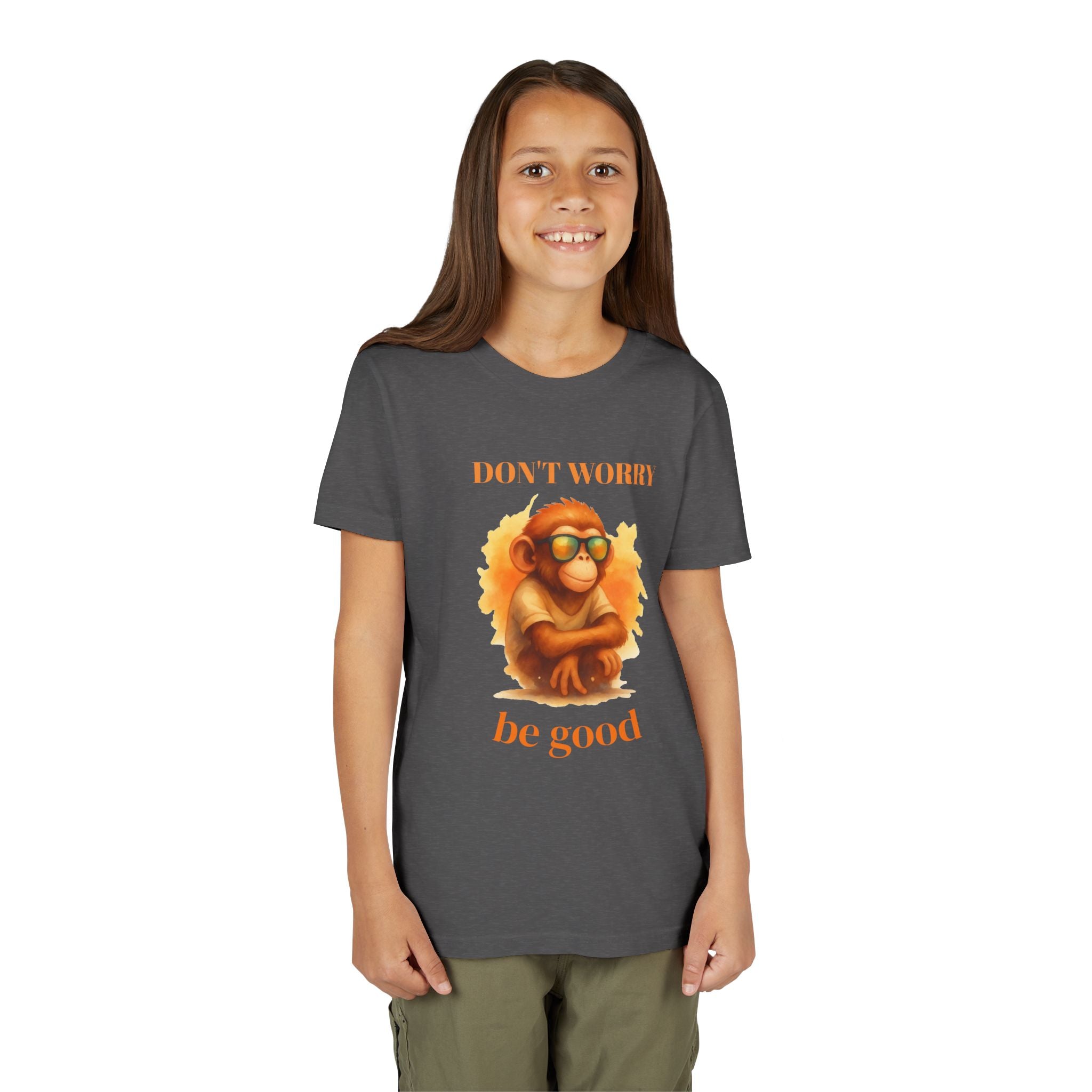 Funny Monkey T-Shirt “Don’t Worry Be Good”, Cute Animal Tee, Kids Graphic Shirt, Cool Monkey Shirt, Gift for Kids