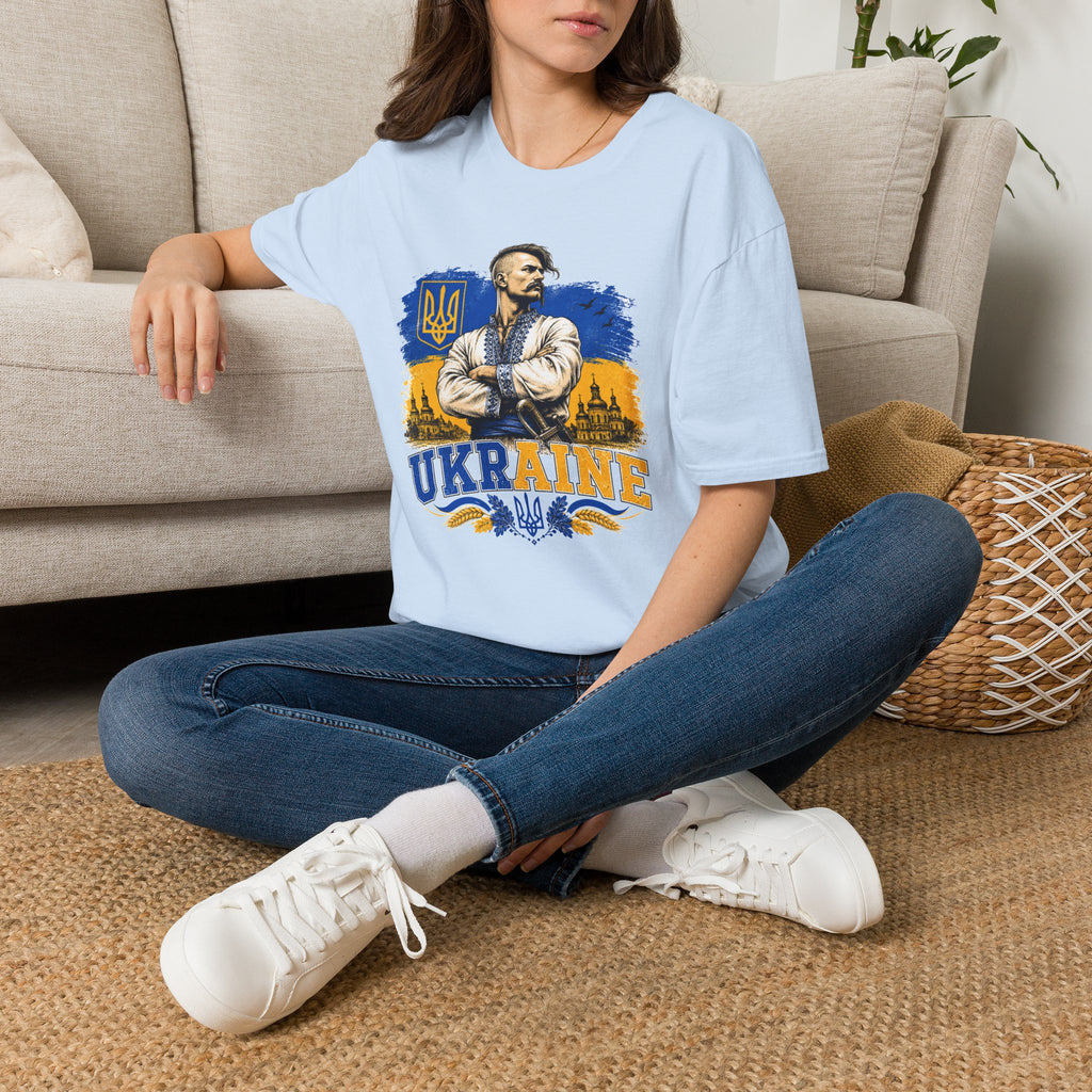 T-Shirt — Ukraine Cossack Patriotic Tee with Tryzub Crest