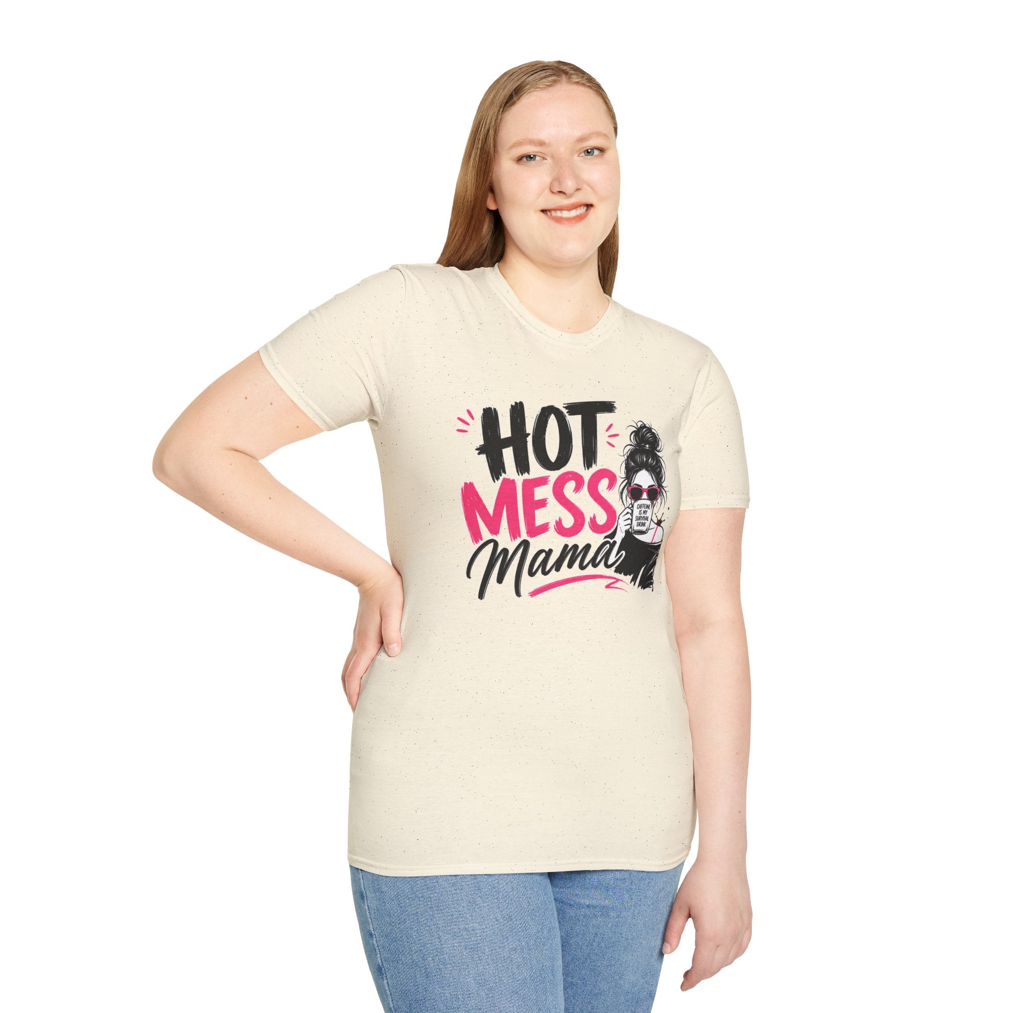 Hot Mess Mama Coffee Lover Shirt, Funny Mom Life Graphic Tee, Caffeine Humor T-Shirt for Moms