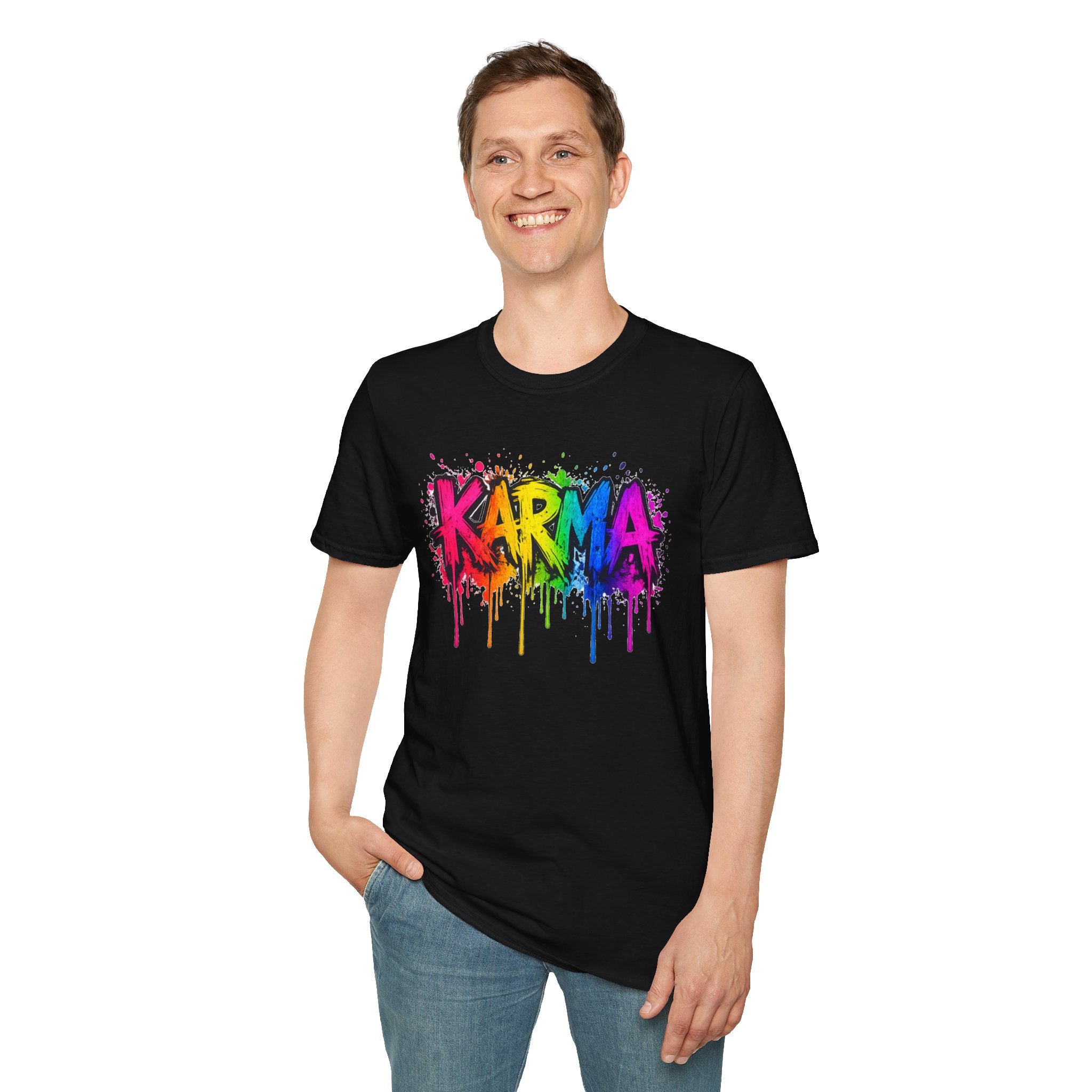 Karma Rainbow Drip Shirt, Funny Graphic Tee, Colorful Streetwear T-Shirt, Unisex Casual Tee, Gift Idea