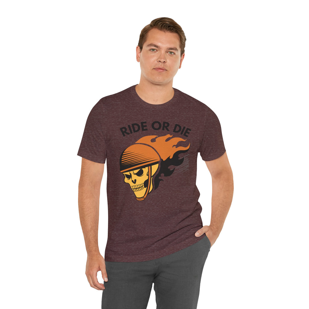 Ride or Die Skull Helmet T-Shirt | Biker Graphic Tee for Men | Vintage Motorcycle Shirt