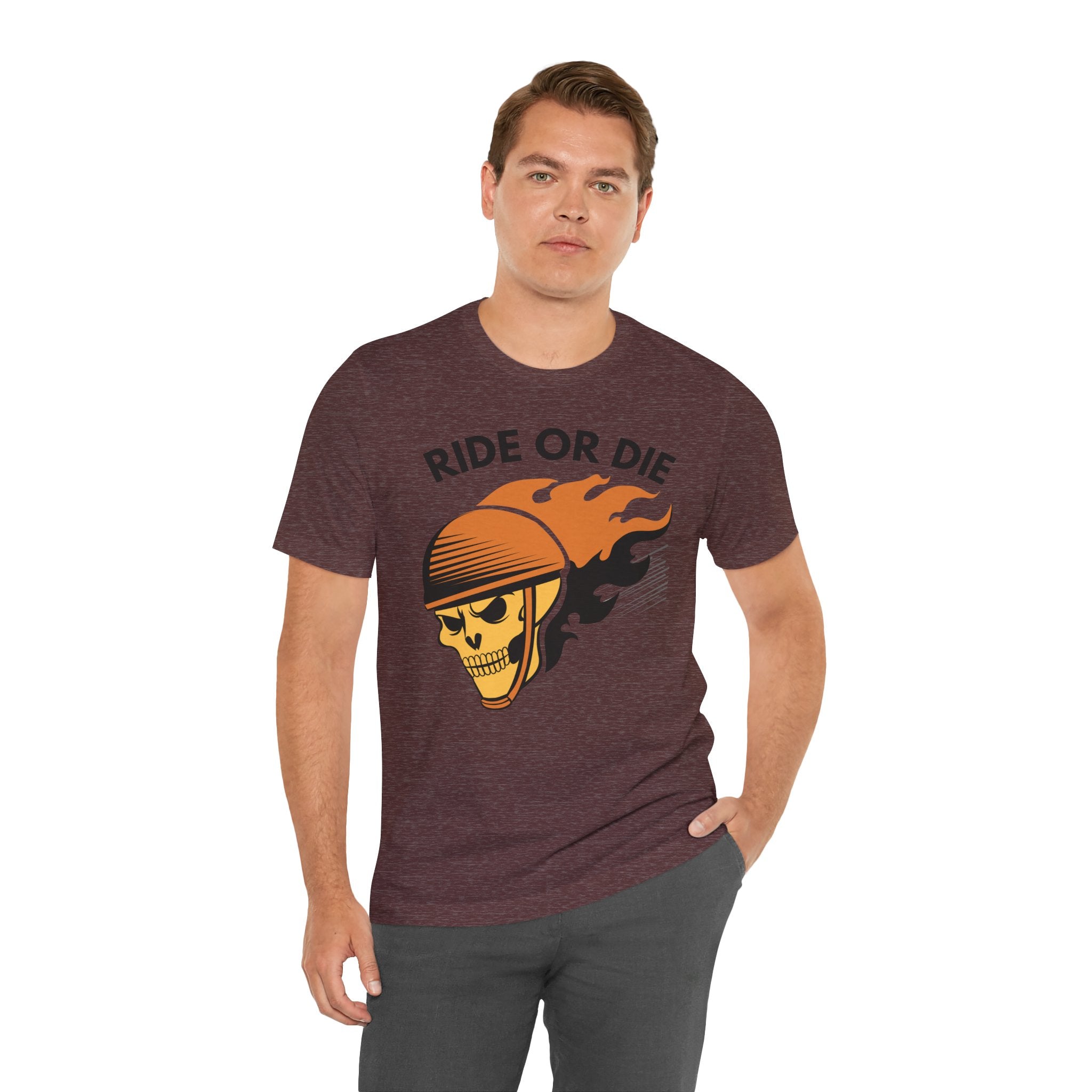 Ride or Die Skull Helmet T-Shirt | Biker Graphic Tee for Men | Vintage Motorcycle Shirt