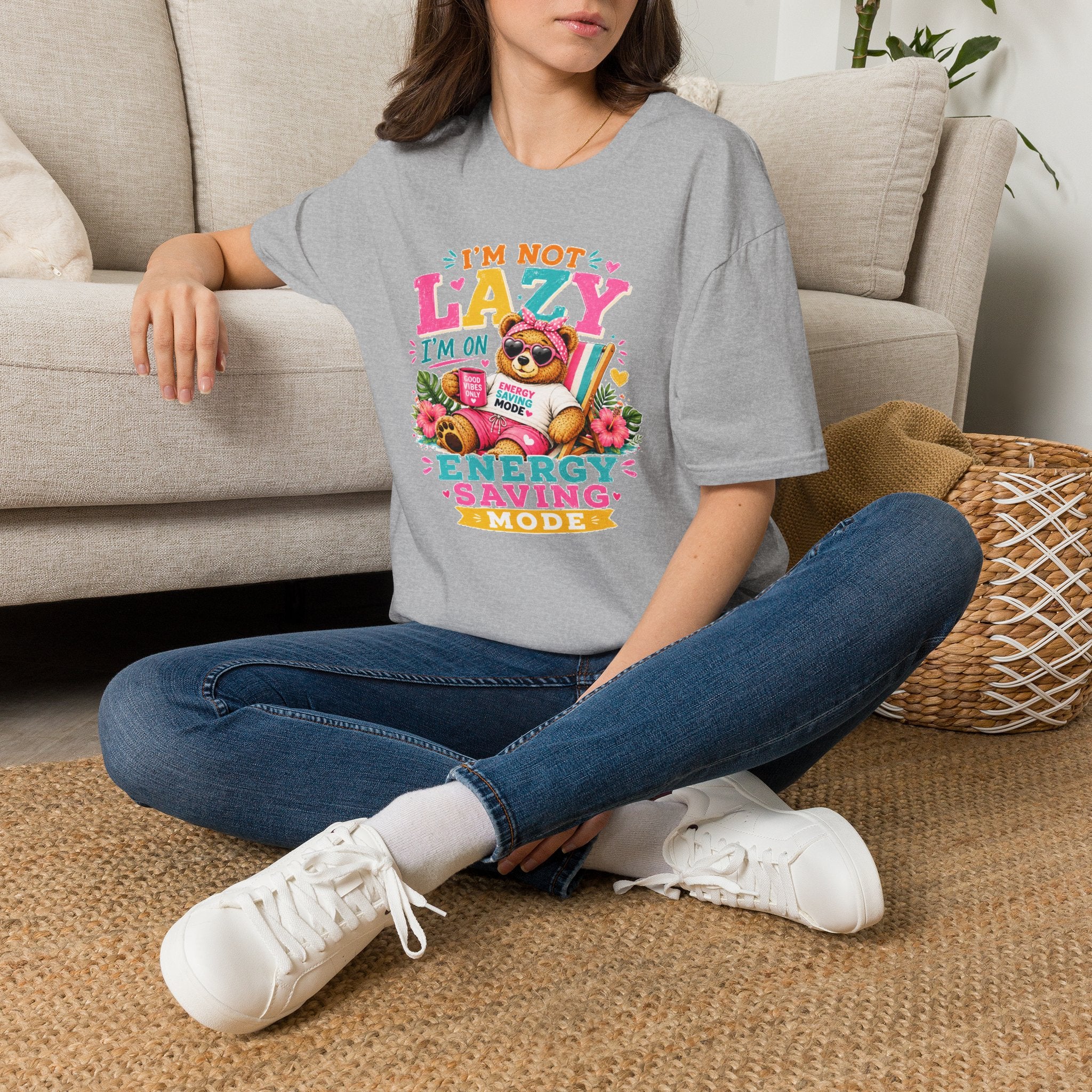 Funny Sloth Shirt, I'm Not Lazy I'm On Energy Saving Mode Tee, Cute Animal Graphic T-Shirt