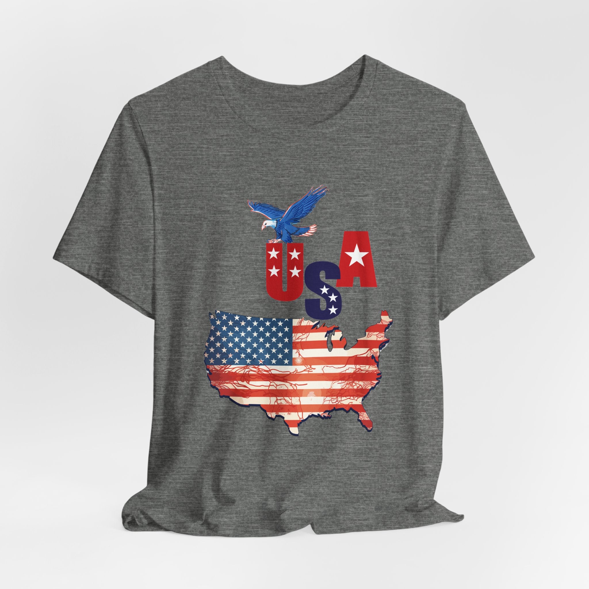 USA Flag Map T-Shirt, Patriotic Eagle Shirt, 4th of July Shirt, American Flag Tee, Independence Day Gift