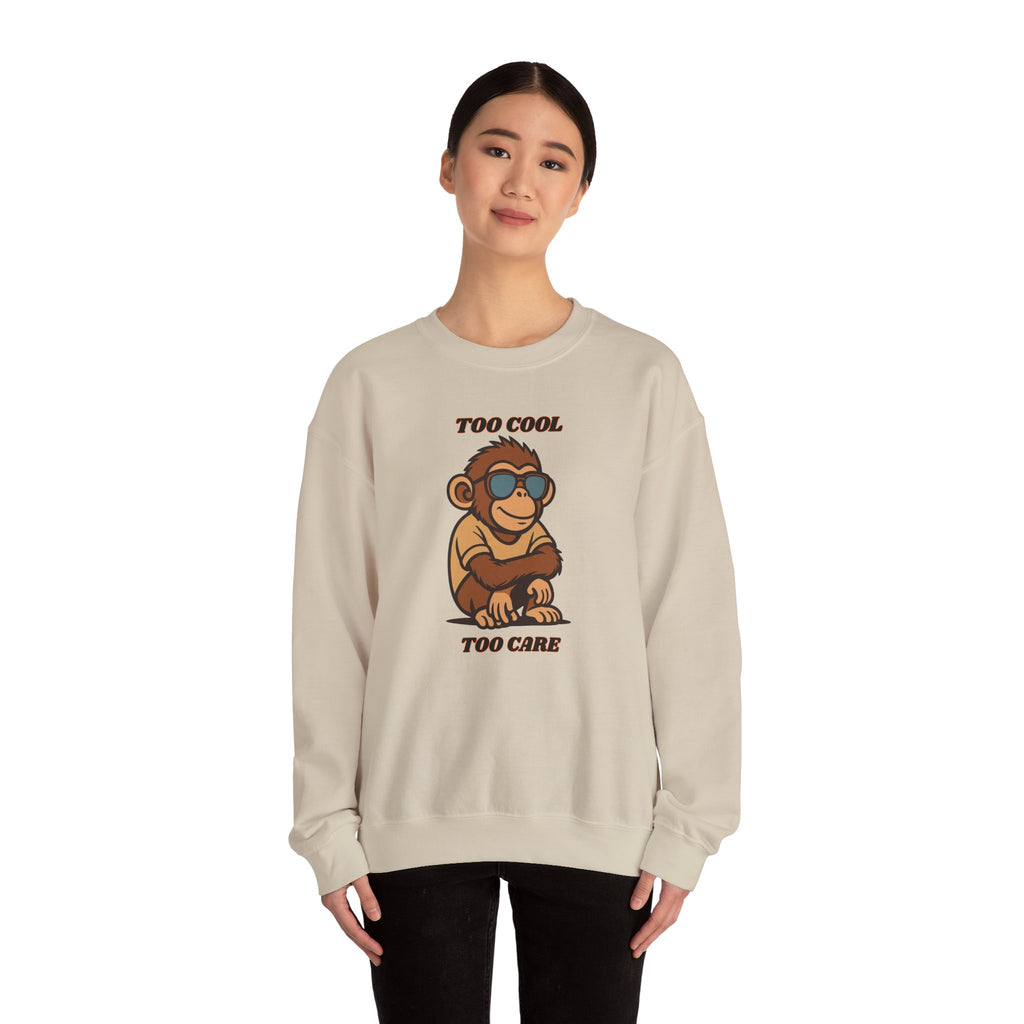 Too Cool Too Care Monkey Sweatshirt — Cute Sunglasses Ape Crewneck